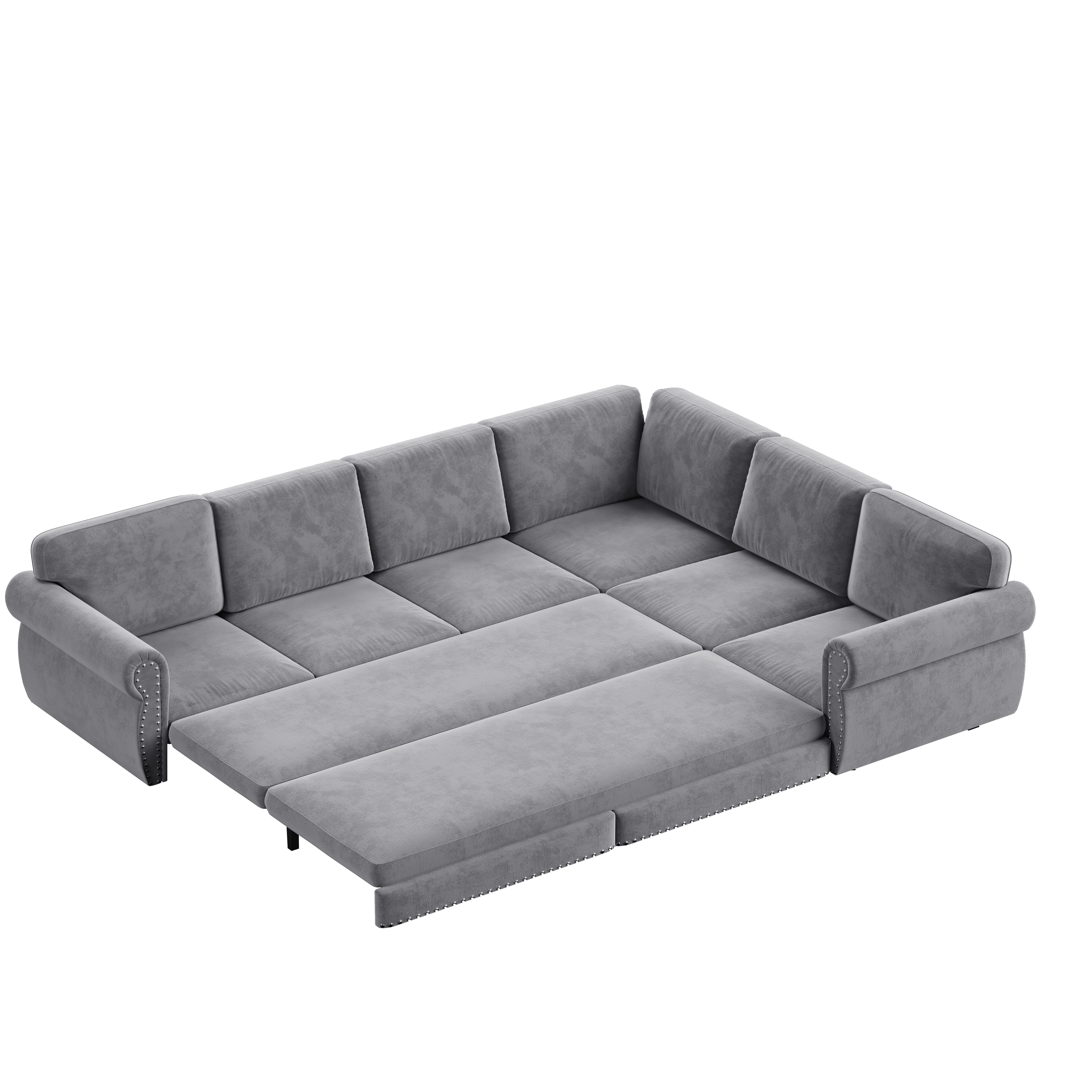 Buffalo 118" Chenille L-Shaped Sectional Sleeper Sofa