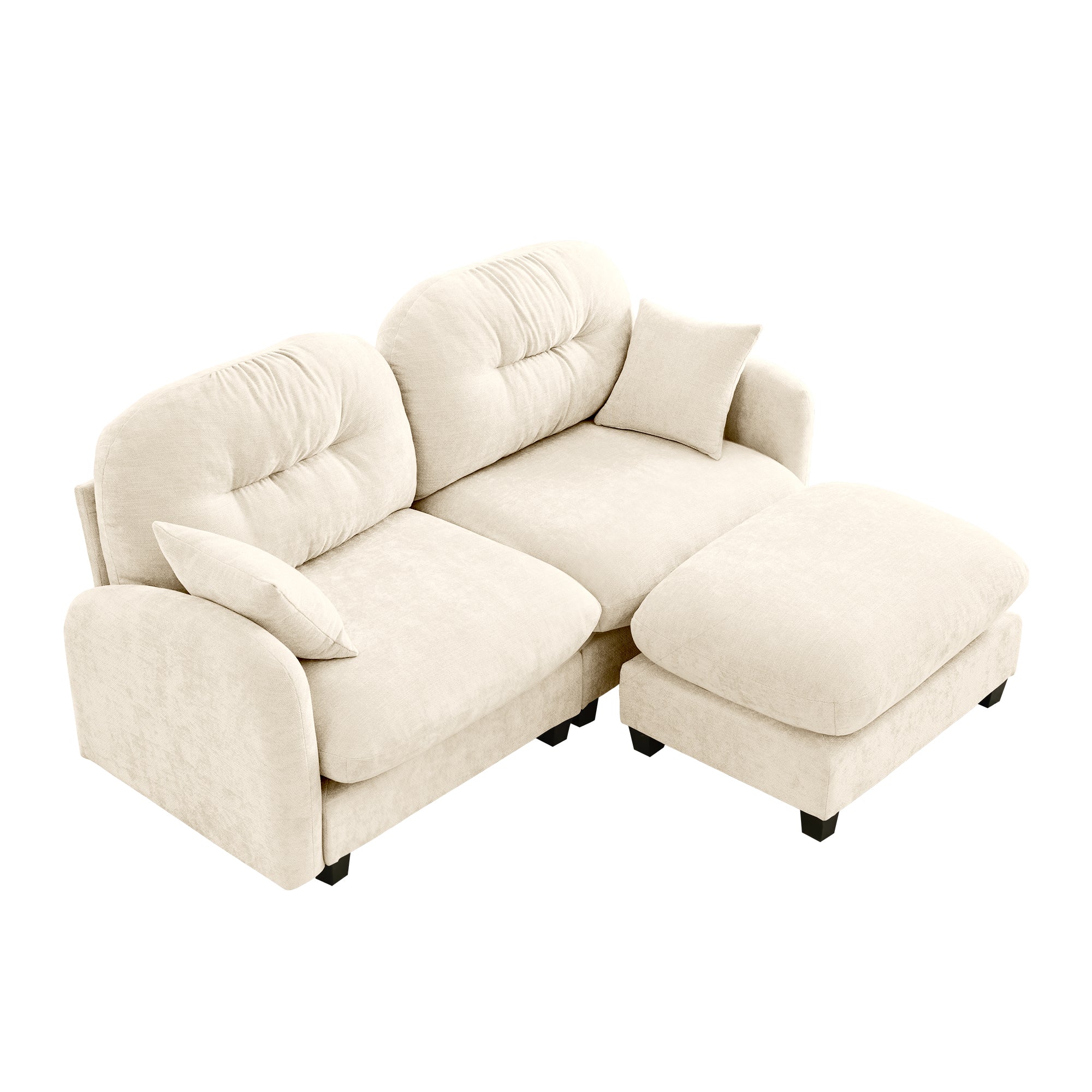 Roselyn 74" Modular Chenille Cloud L-Shaped Sectional Sofa with Ottoman