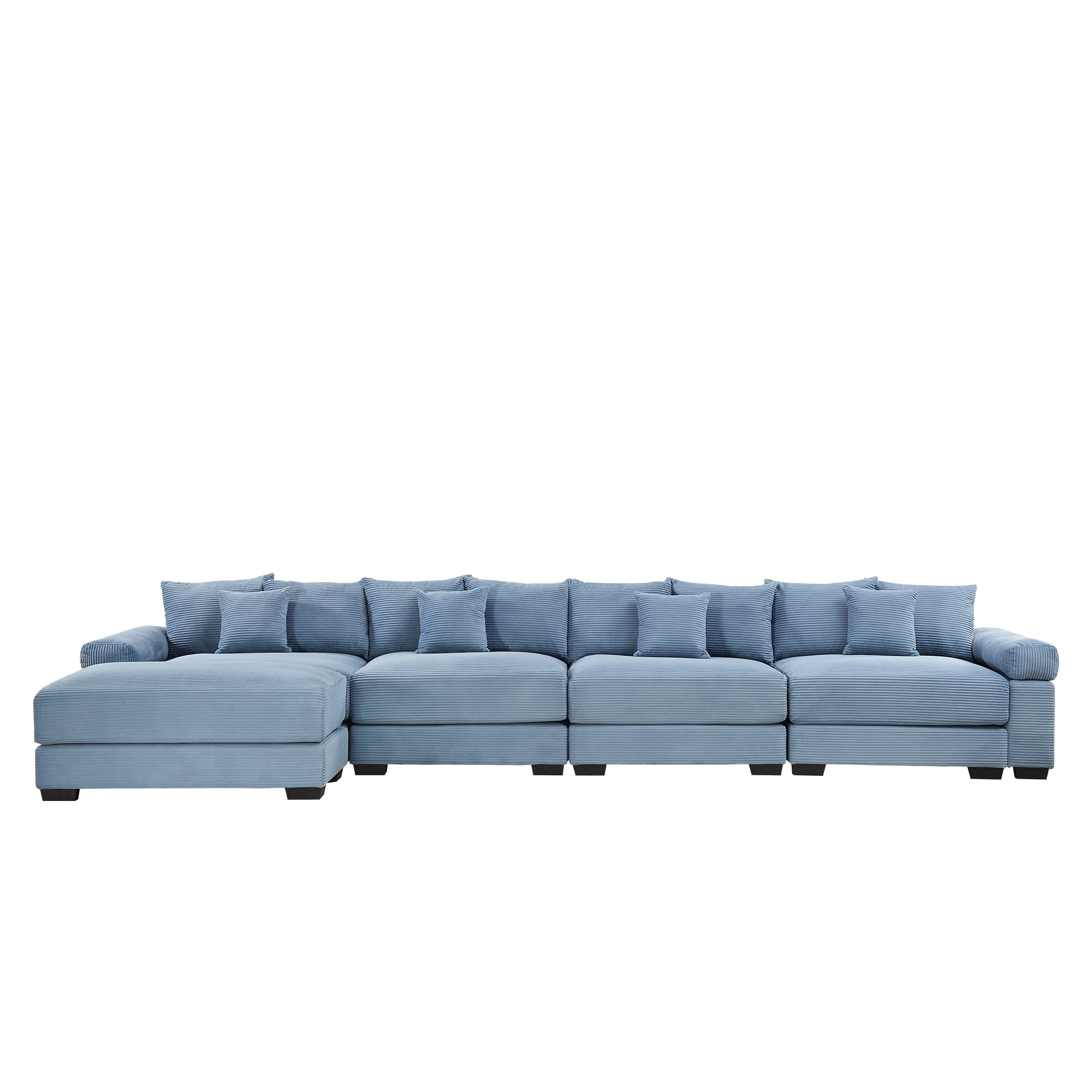 Albany 168" Modular Corduroy Oversized Cloud L-Shaped Sectional Sofa with Ottoman