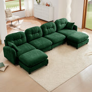Roselyn 140" Modular Chenille U-Shaped Sectional Sofa with Ottoman and Tufted Cushion Backrest