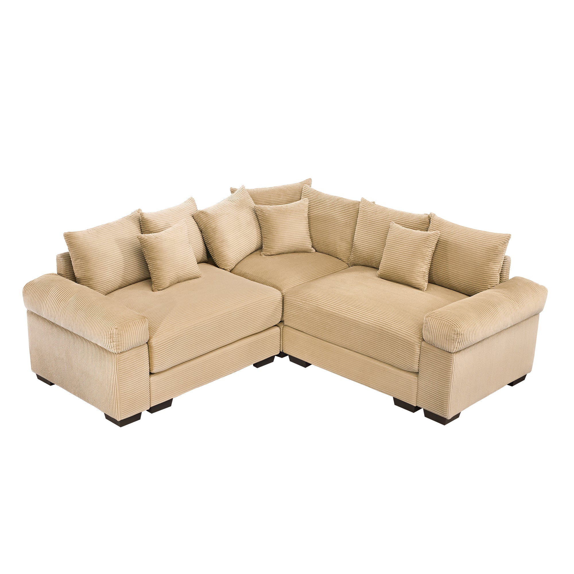 Albany 79" 3 Pieces Corduroy Modular Corner Sectional Sofa