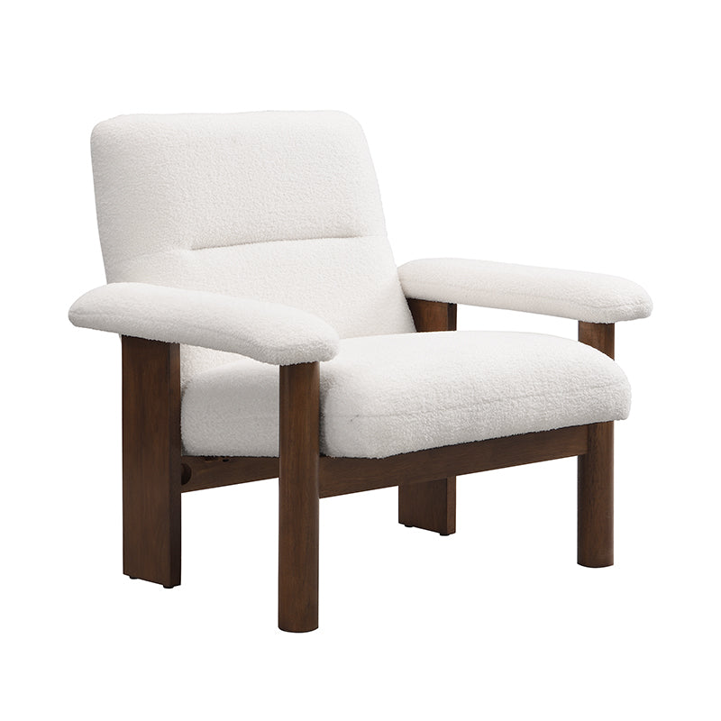 Accent Chair set with Ottoman in White/Wood