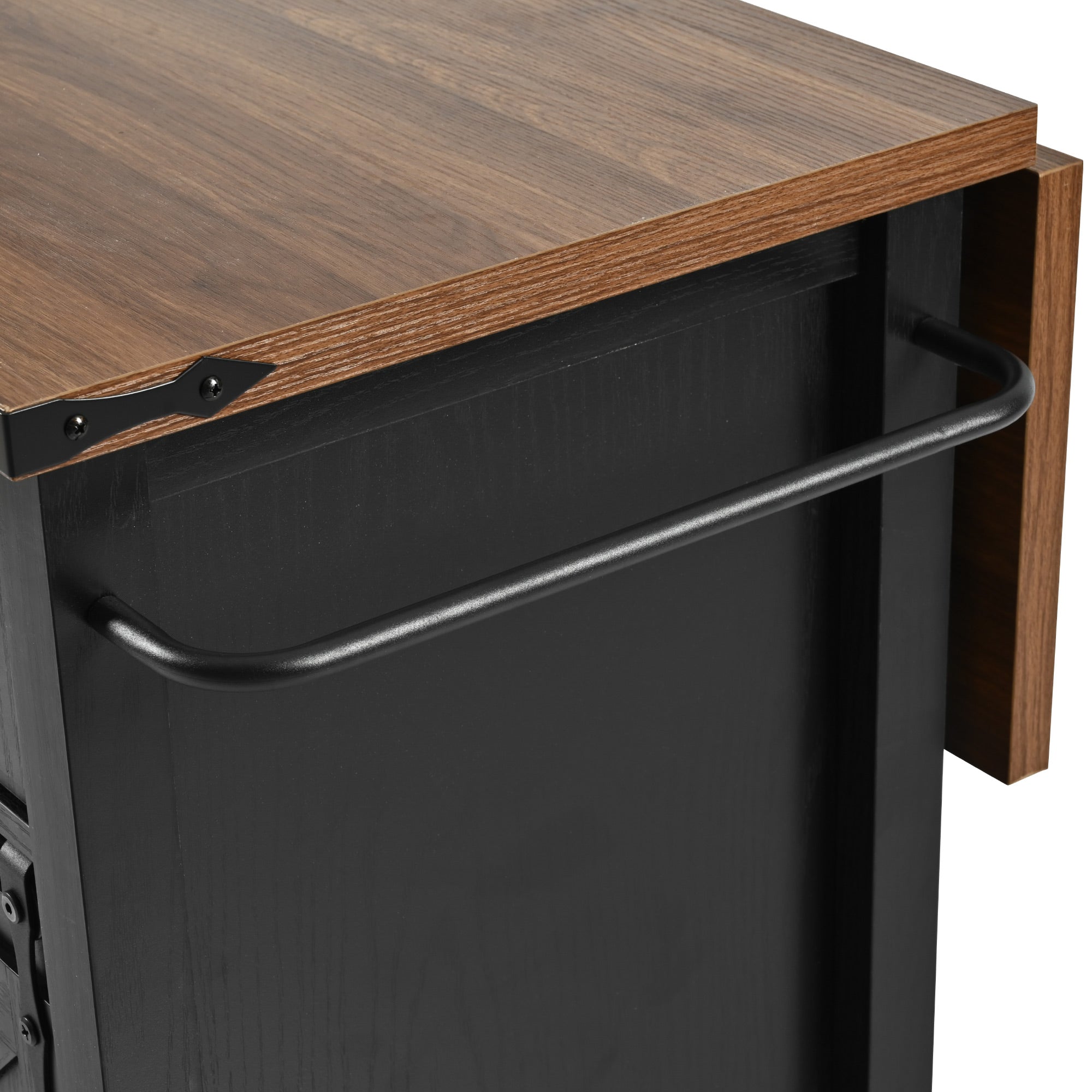 Arlena 55 Inch Farmhouse Kitchen Island with Power Outlet and Drop Leaf