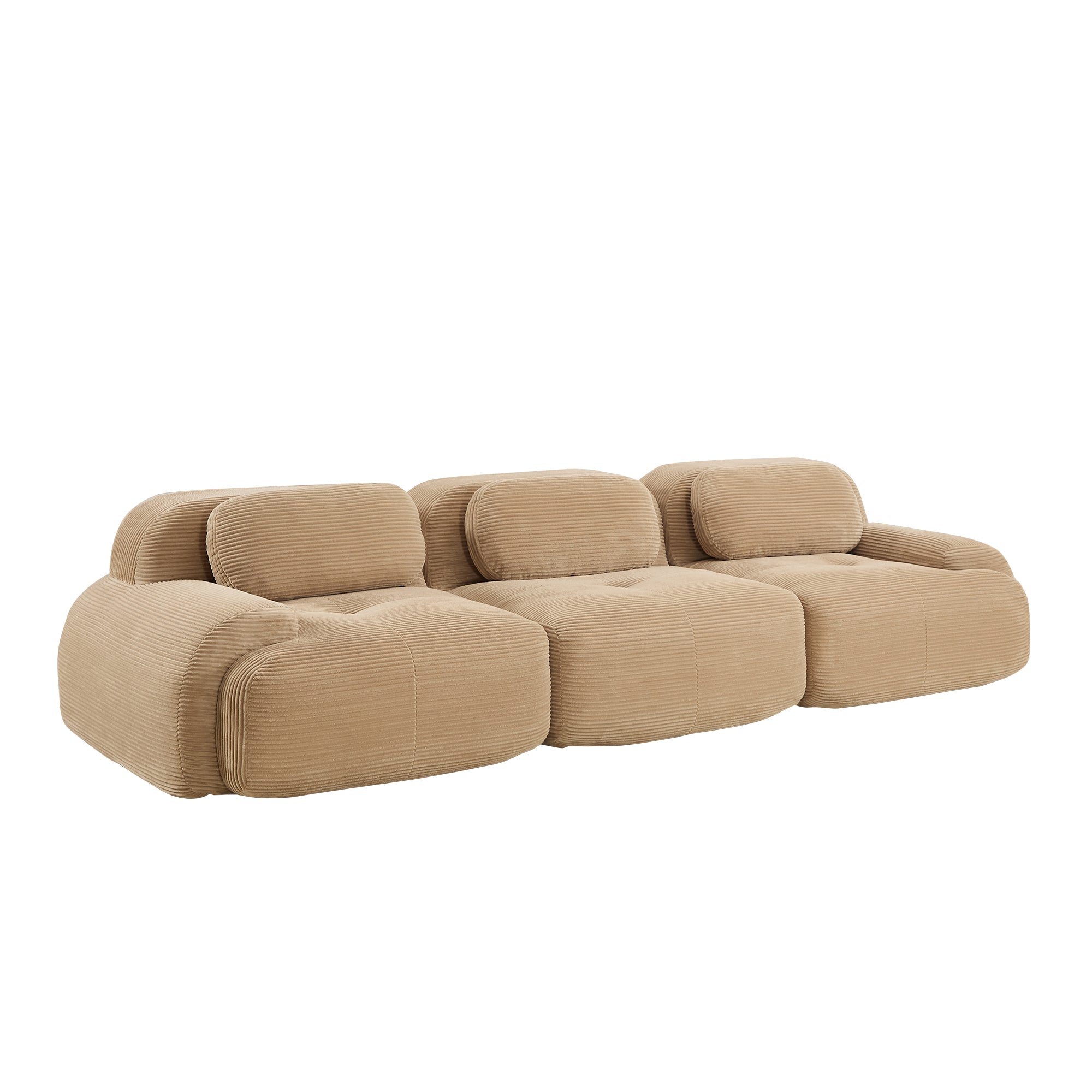 Anchorage 116" Modular Corduroy 3-Seater Sofa with Curved Armrest