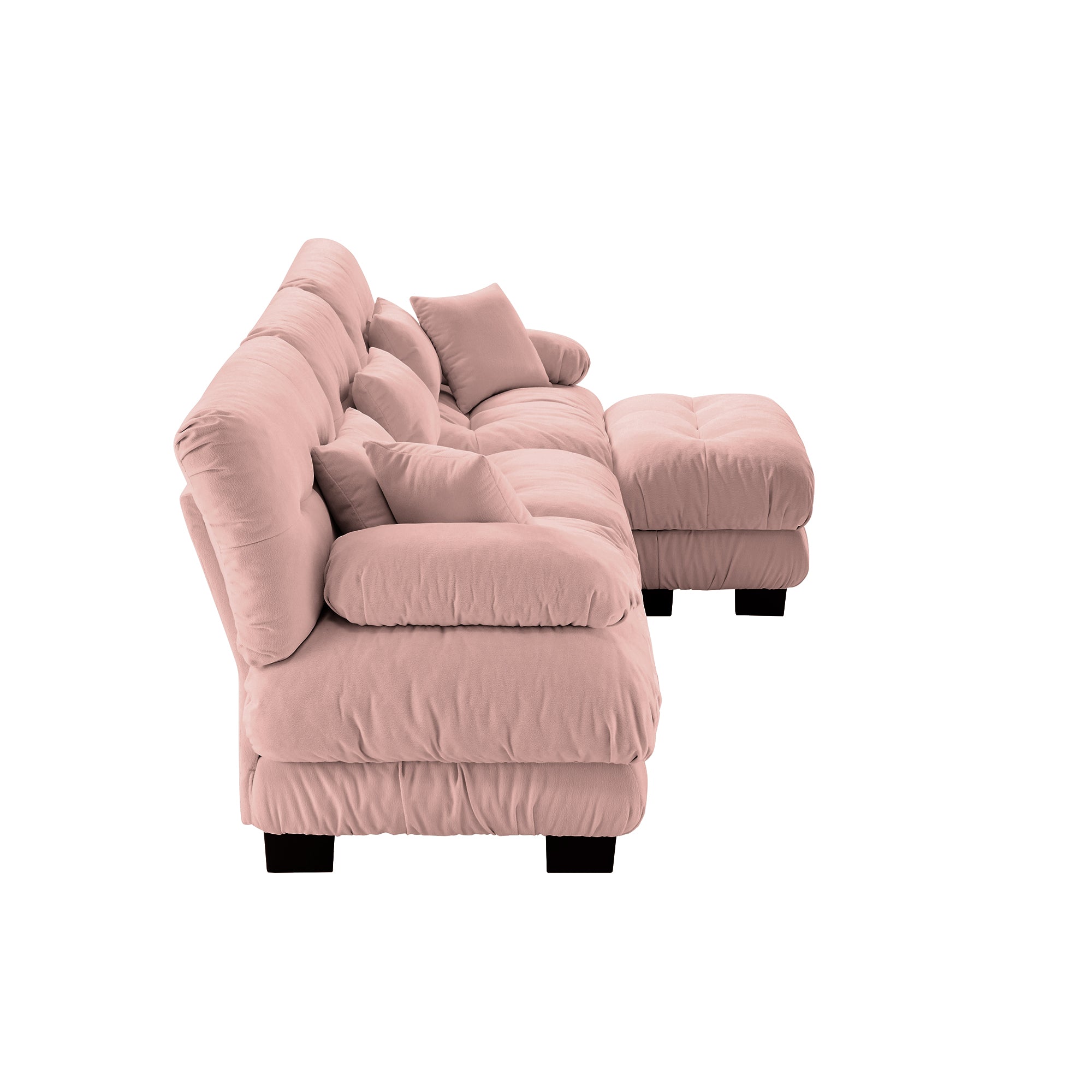Monterey 134" Modular Chenille Cloud L-Shaped Sectional Sofa with Convertible Ottoman