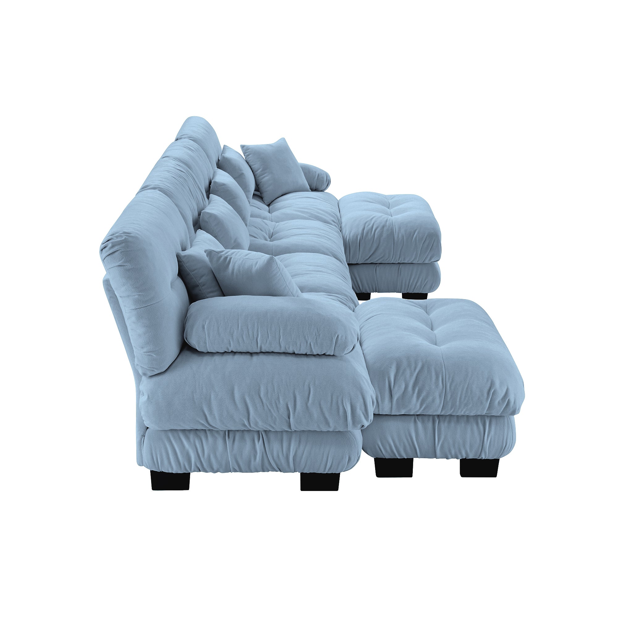 Monterey 173" Oversized Modular Chenille U-Shaped Cloud Sectional Sofa with 2 Ottomans