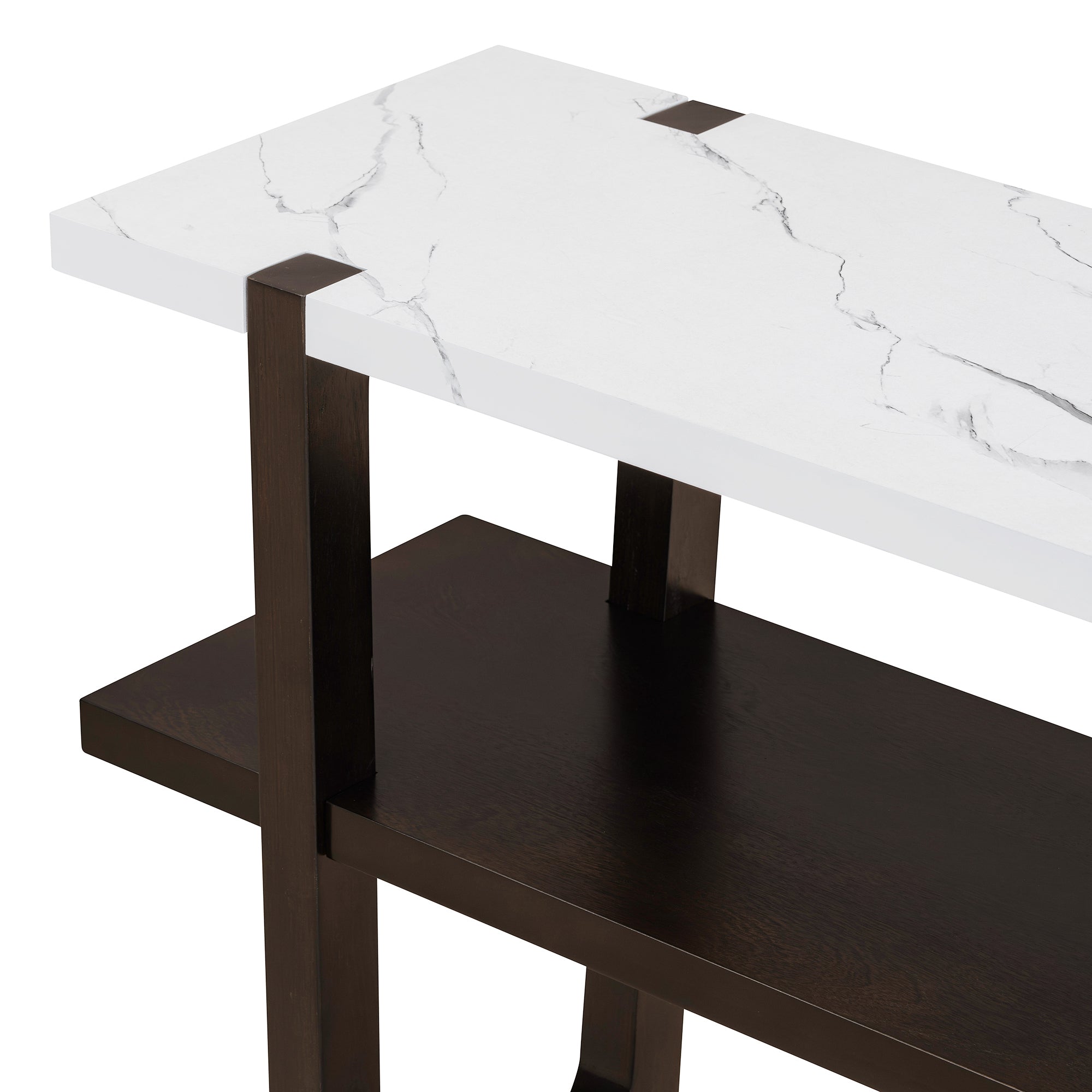 Ravenna Console Table Narrow Entryway Table with Open Shelf, Expresso Brown