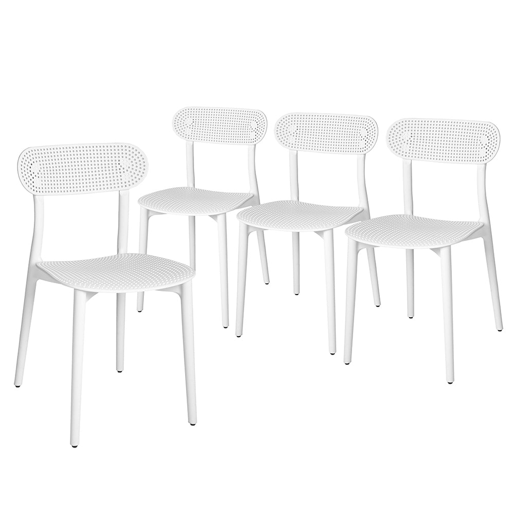 Homy Casa Chad 5PC Dining Set 31.5" Matte White Dining Table with 4 GADGETBLOKE White Durable PP Dining Chairs