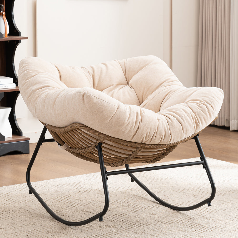 Mesa Chenille Upholstered Rocking Chair, Beige