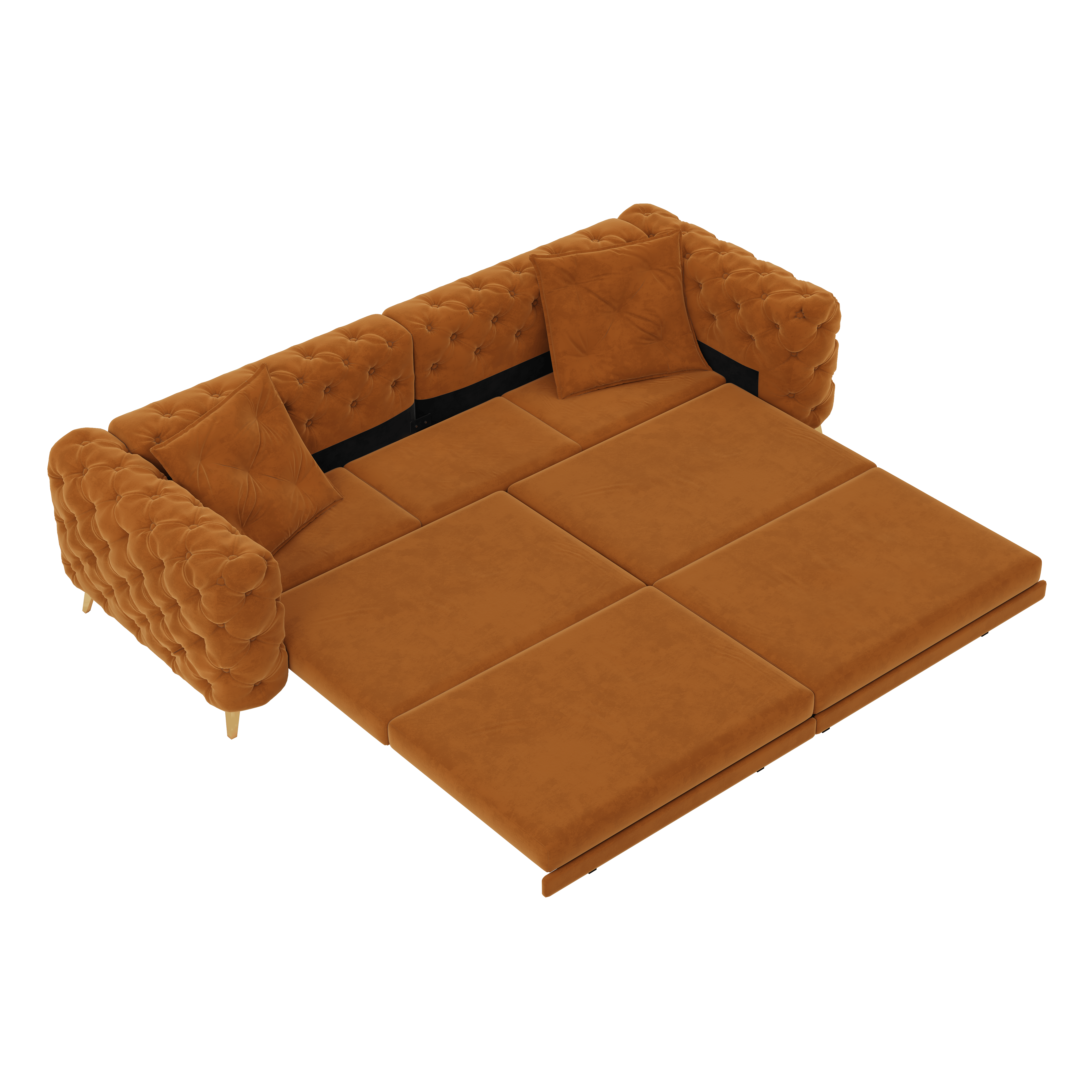 Allentown 98" Velvet Button Tufted 4-Seater Sleeper Sofa Bed with Movable Ottoman