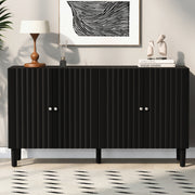 Elegant Four-Door Sideboard with Wavy Pattern Doors, Cylindrical Legs, and Sleek Metal Handles, Adjustable, Suitable for Study, Entryway and Living Room
