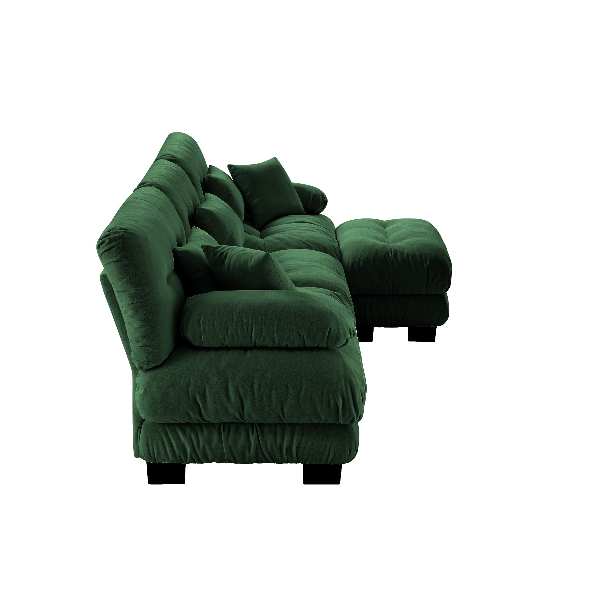 Monterey 134" Modular Chenille Cloud L-Shaped Sectional Sofa with Convertible Ottoman