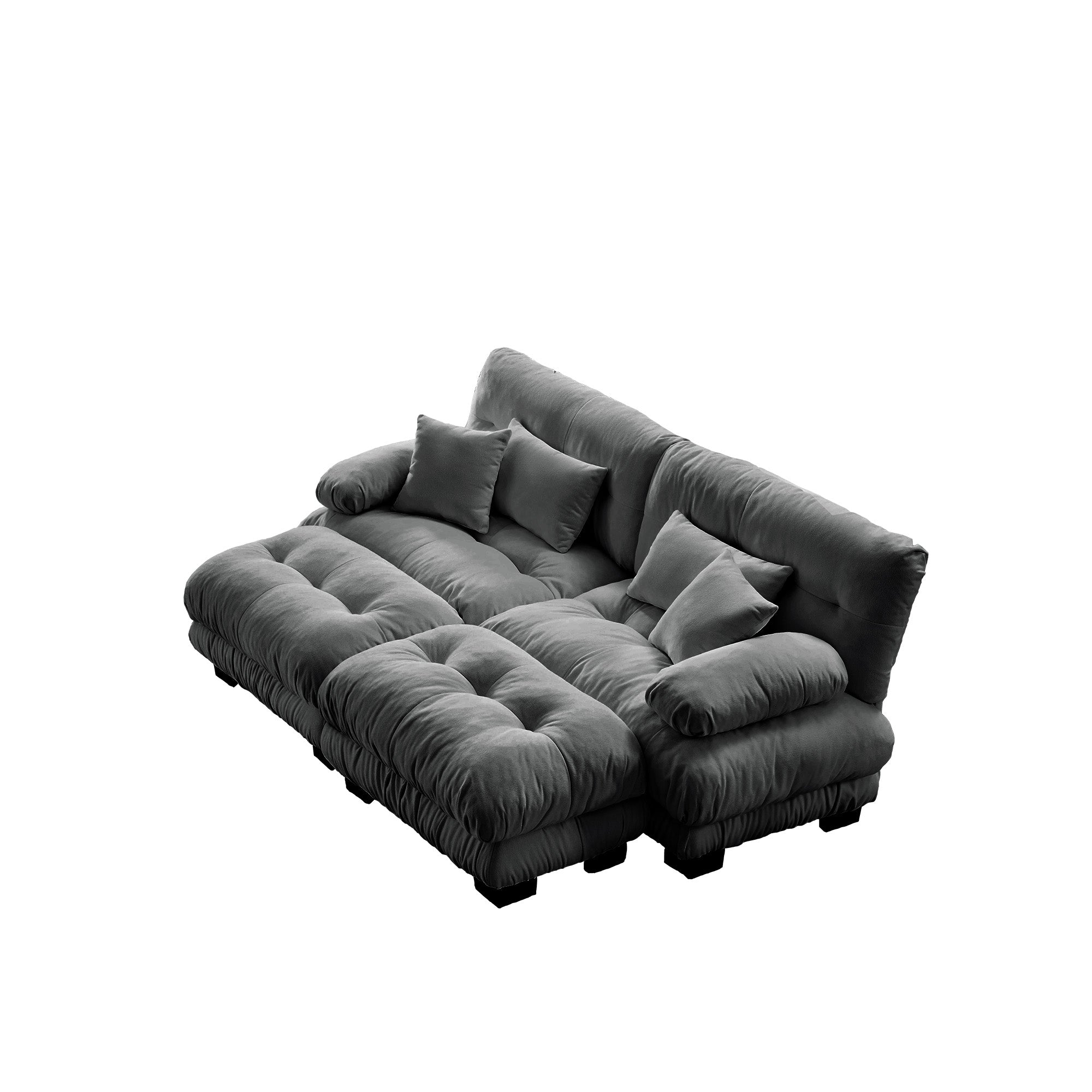 Monterey 94" Modular Chenille Cloud Sofa with 2 Ottomans and Bolstered Armrests