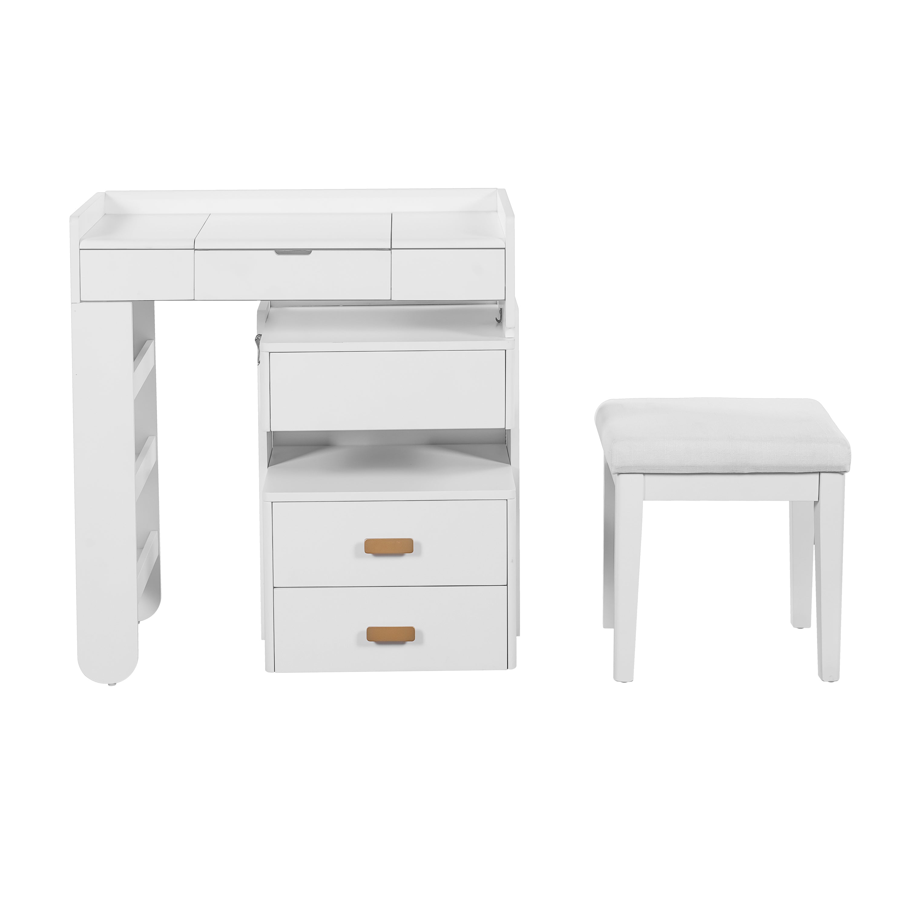 Aurorae Modular Makeup Vanity Desk Set with Flip-Top Mirror and Ample Drawer Storage