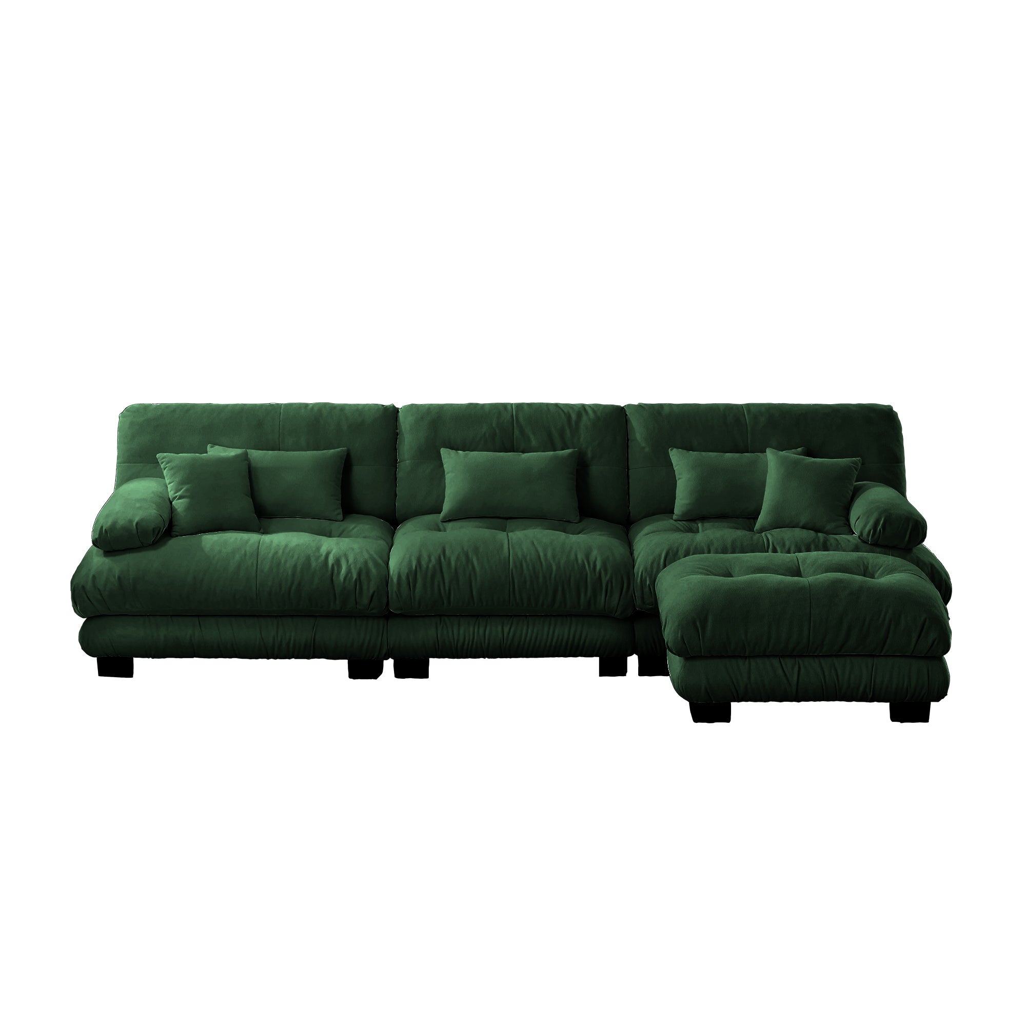 Monterey 134" Modular Chenille Cloud L-Shaped Sectional Sofa with Convertible Ottoman