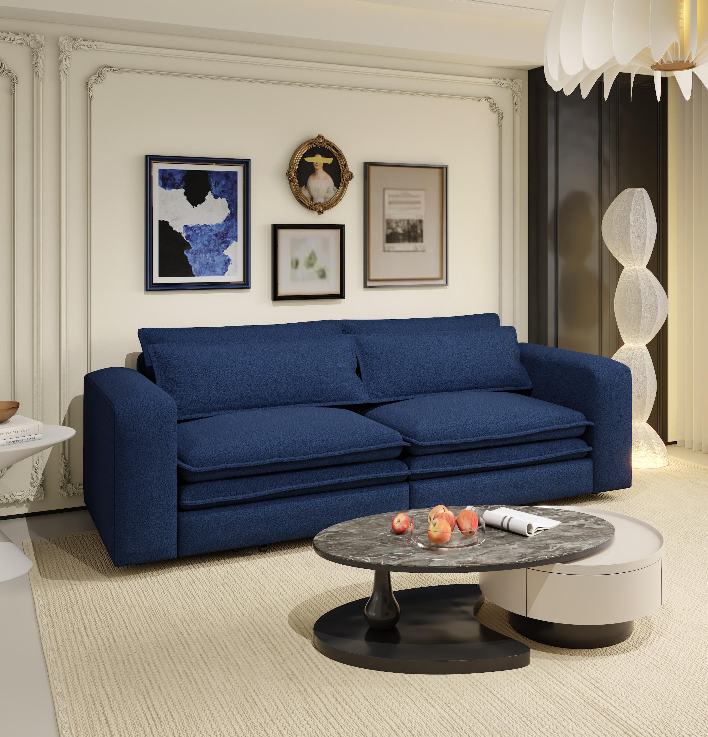 Cary 93" King Size Teddy Convertible Pull-Out Sleeper Sofa Bed with Chaise Lounge and Lumbar Pillows