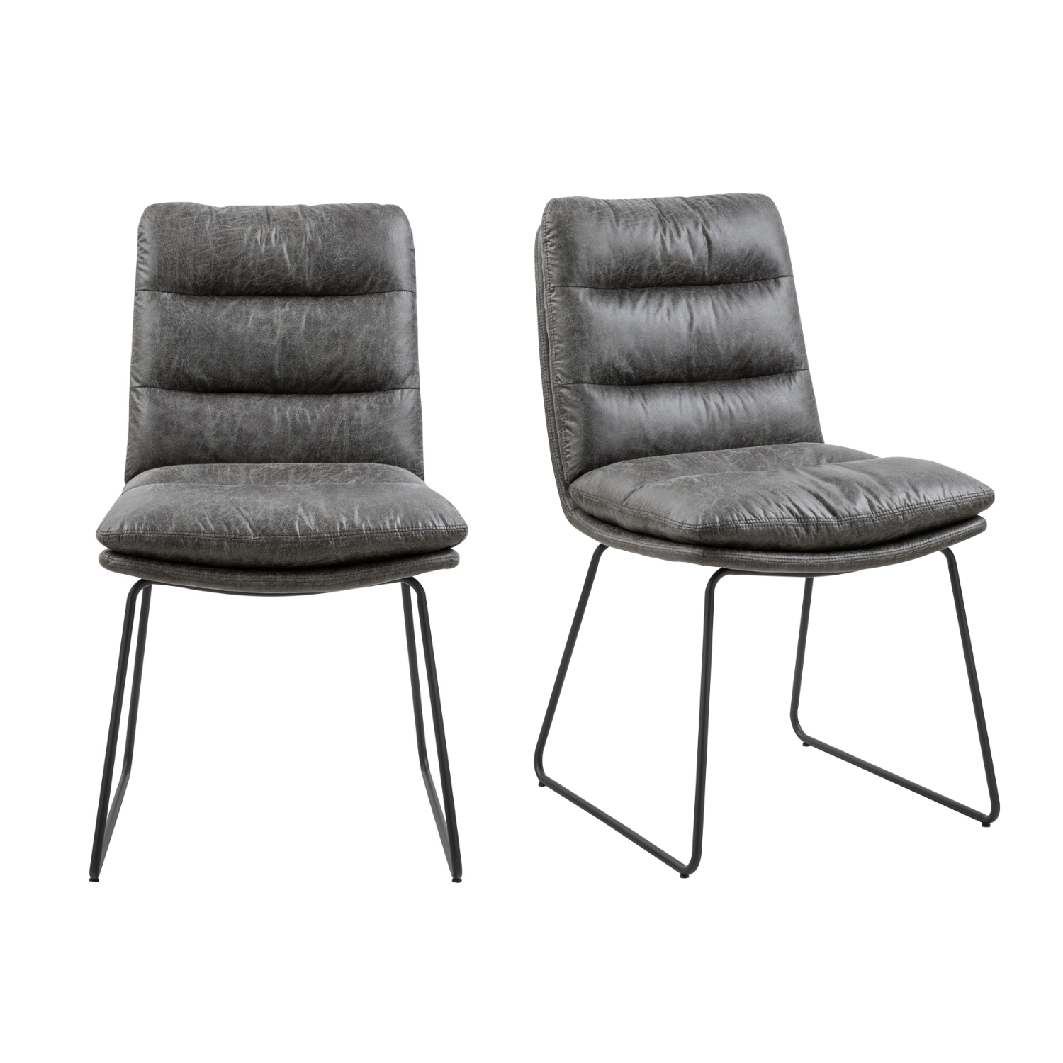 Steffen Faux Leather Dining Chairs with Pillow Top Seat and Sled Base Set of 2
