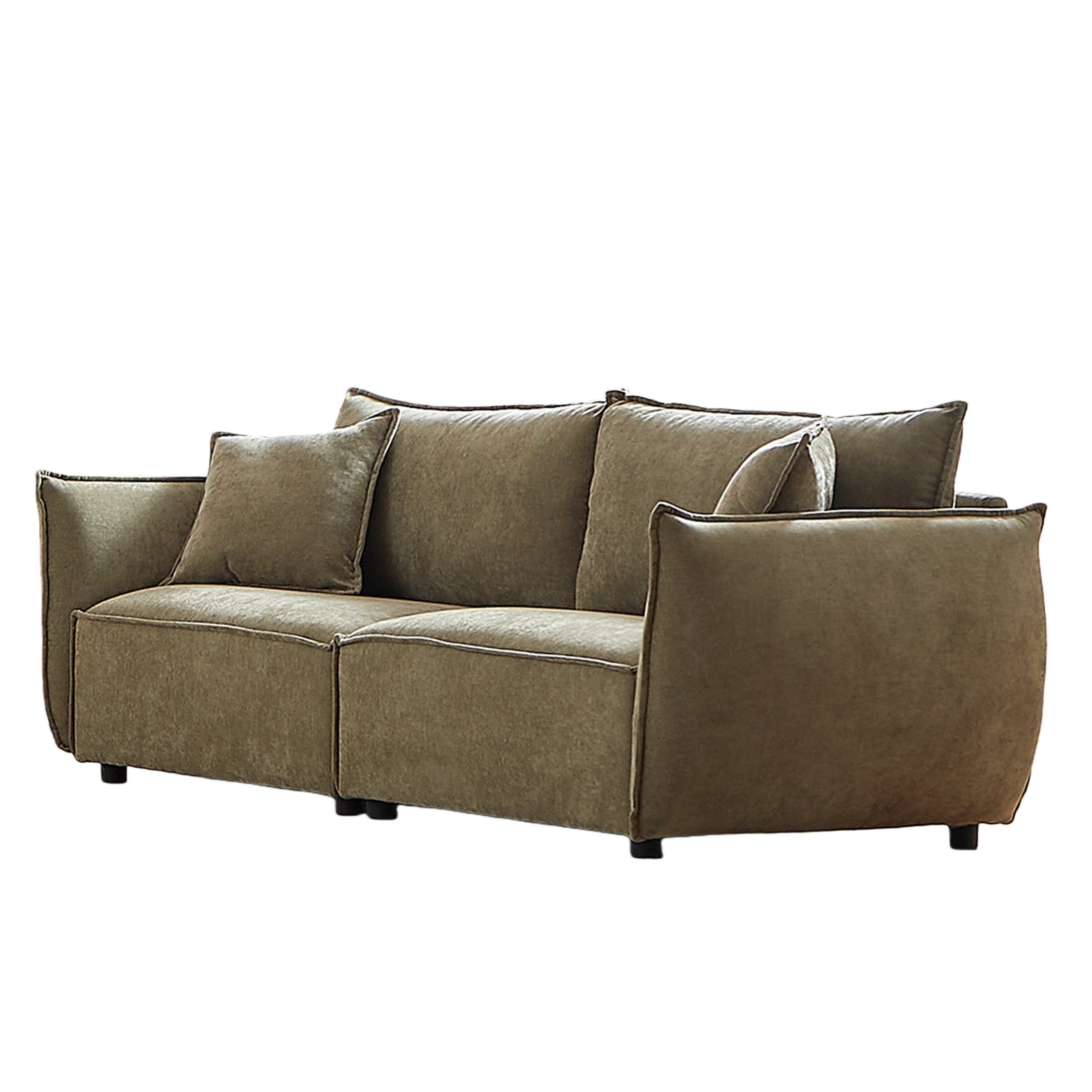 Phoenix 88" 3-Seater Linen Fabric Sofa, Light Green