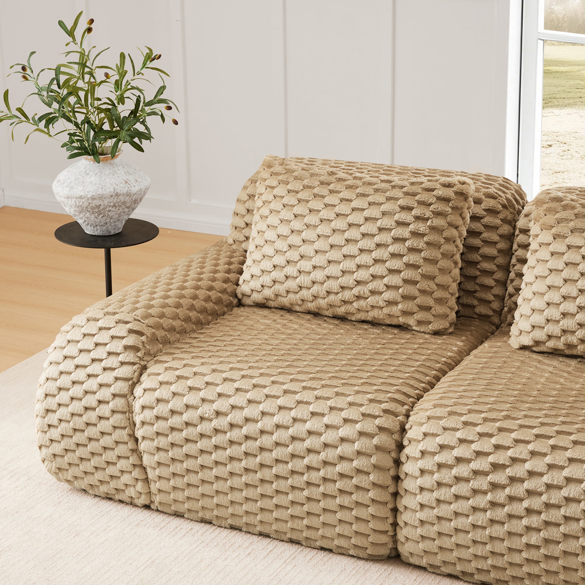 Olathe 82" Flannelette Fabric Modern 2-Seater Sofa with Deep Seat and Anti-Slip Design