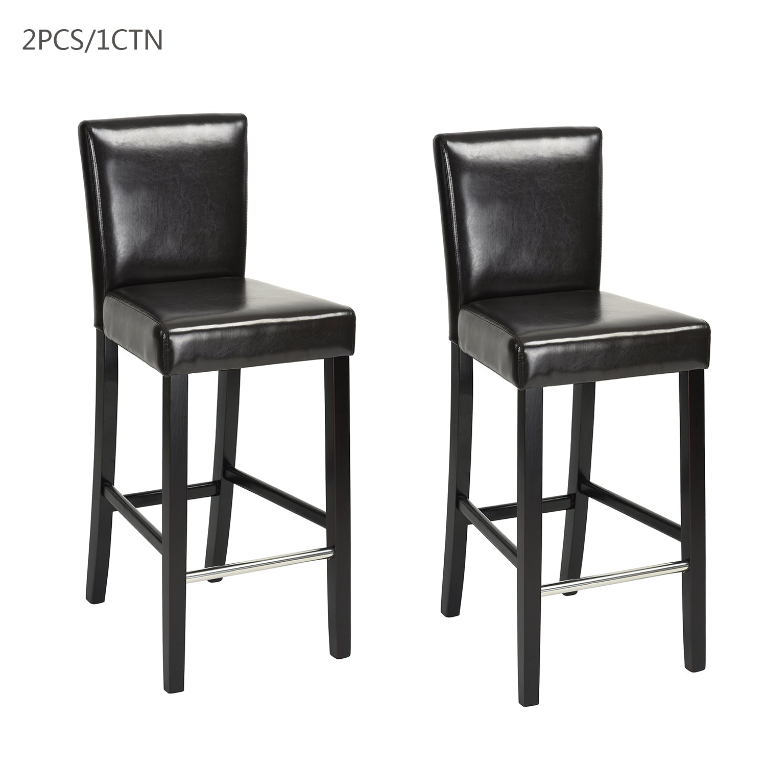 Homy Casa Nielsen 2PC 27“ Dark Brown Faux Leather Bar Stool set of 2