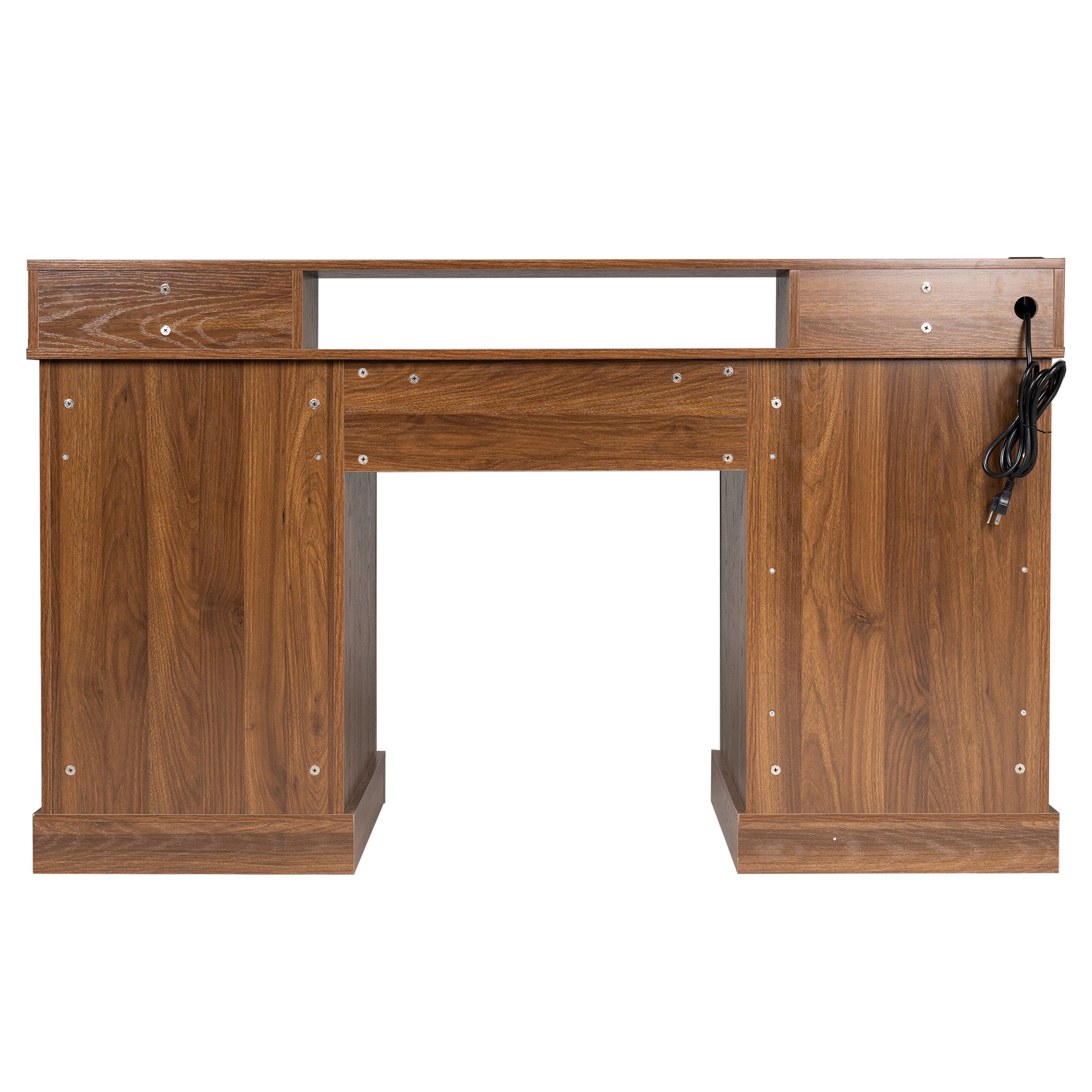Kova 59" Farmhouse Office Desk with Storage Cabinets and Charging Station