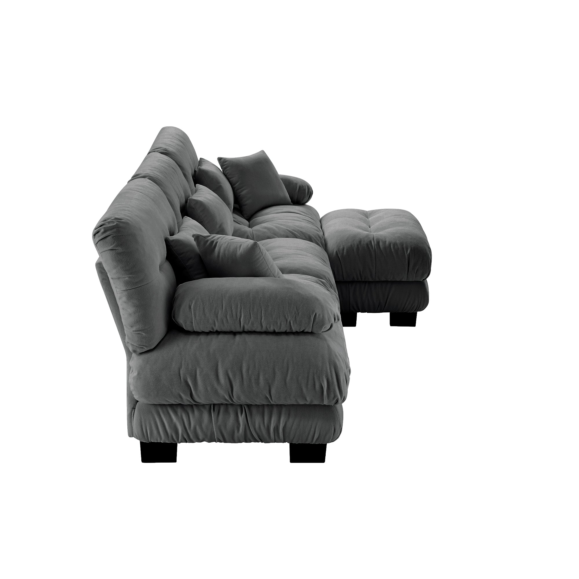 Monterey 134" Modular Chenille Cloud L-Shaped Sectional Sofa with Convertible Ottoman