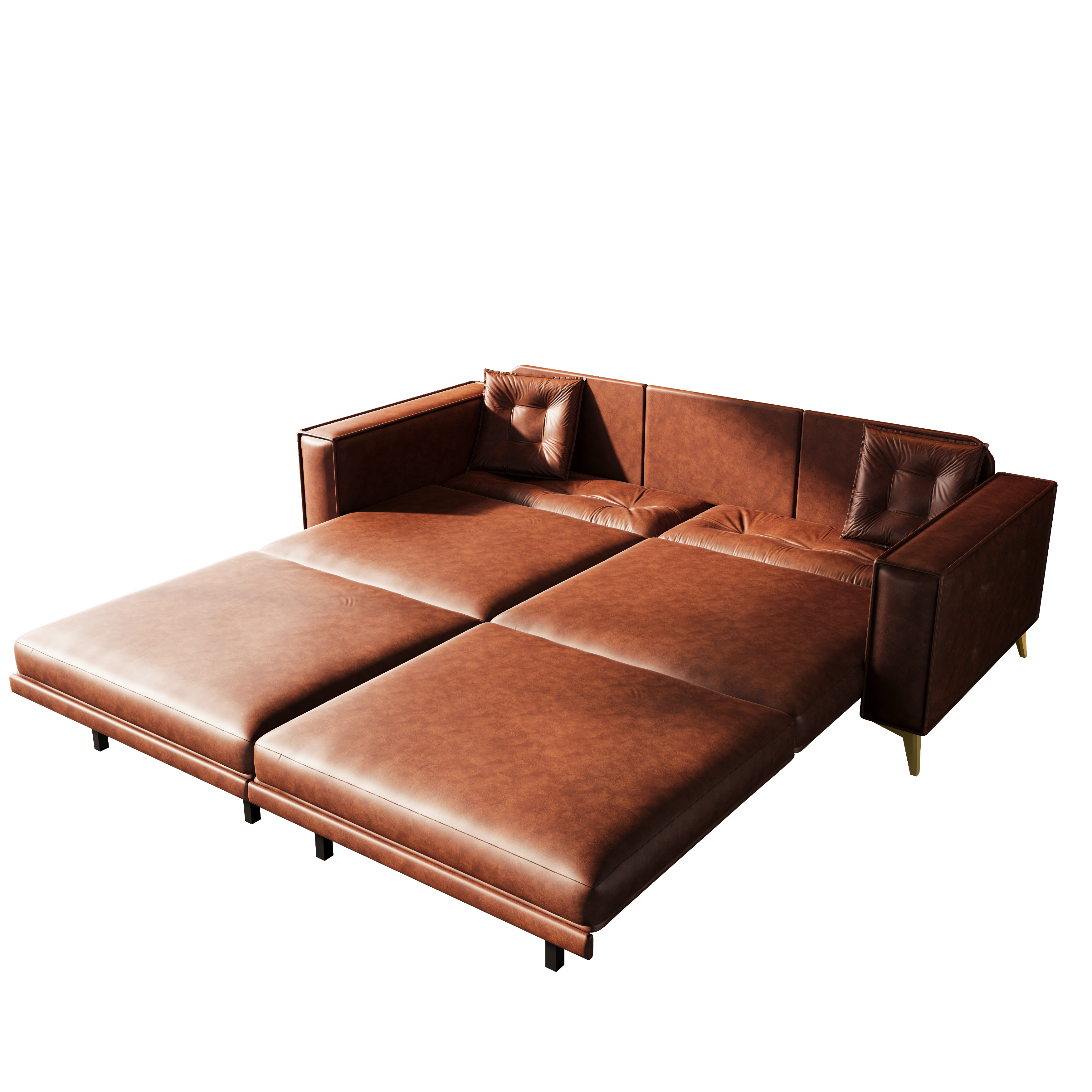 Lexington 92" Faux Leather 4-Seater Sleeper Sofa Bed with Ultra Wide Armrests and Pillows