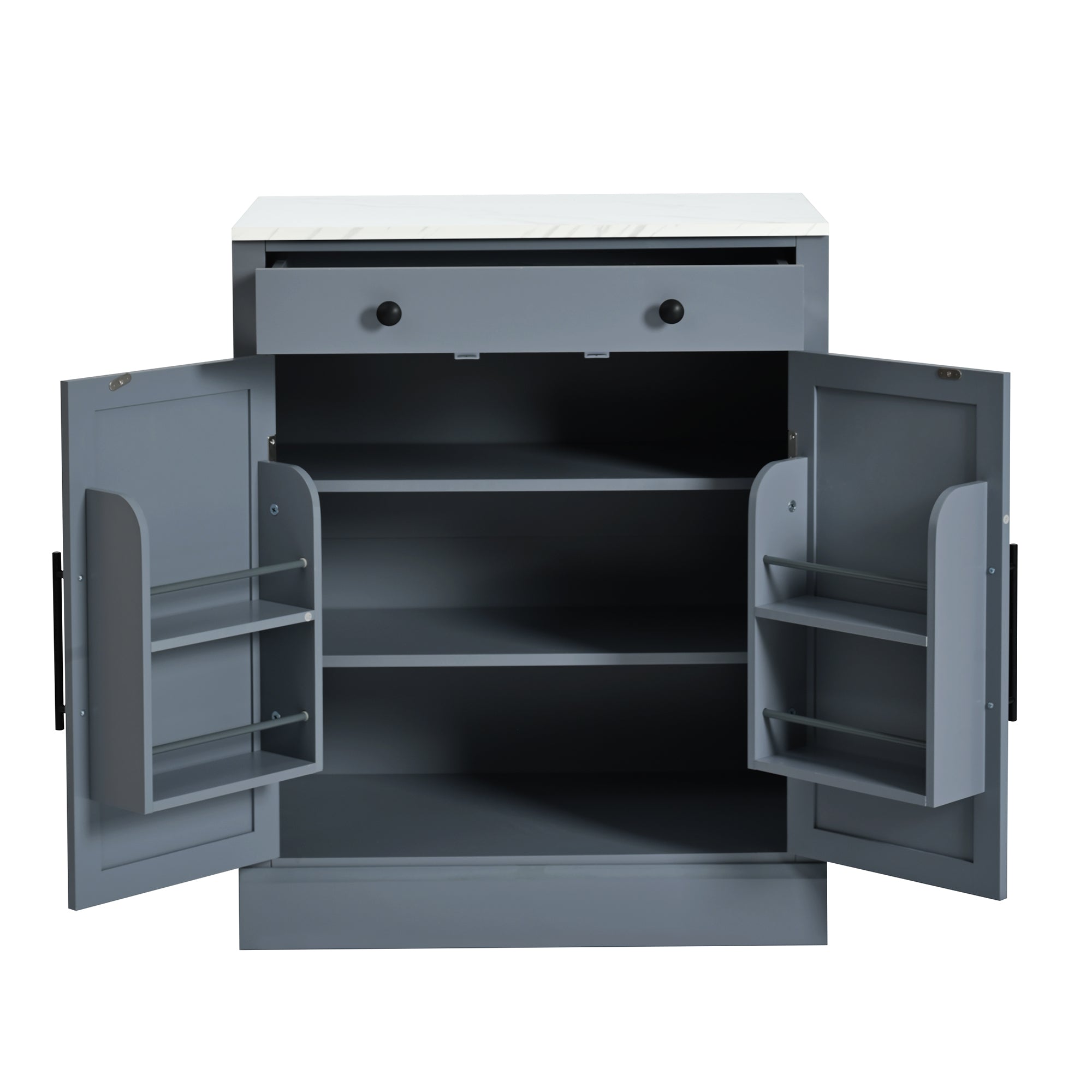 Modern Freestanding Kitchen Pantry,Buffet Food Storage, Coffee Bar Cabinet with Drawer, 2 Adjustable Shelves and 2 Door Shelves for Dining, Kitchen, Gray