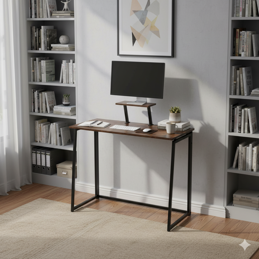 Homy Casa Ascott 31.4“ Folding Desk Computer Table Vintage, Brown