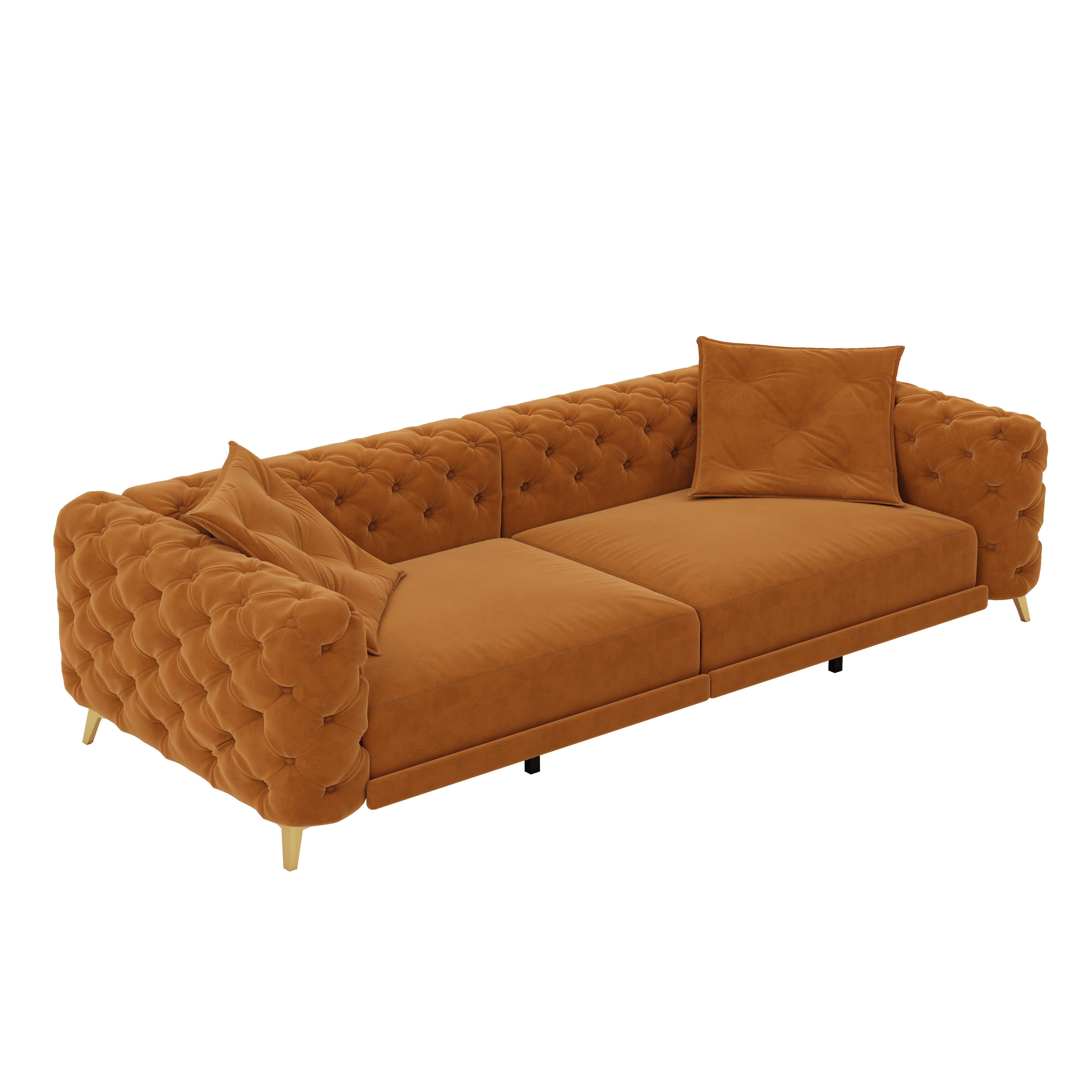 Allentown 98" Velvet Button Tufted 4-Seater Sleeper Sofa Bed with Movable Ottoman