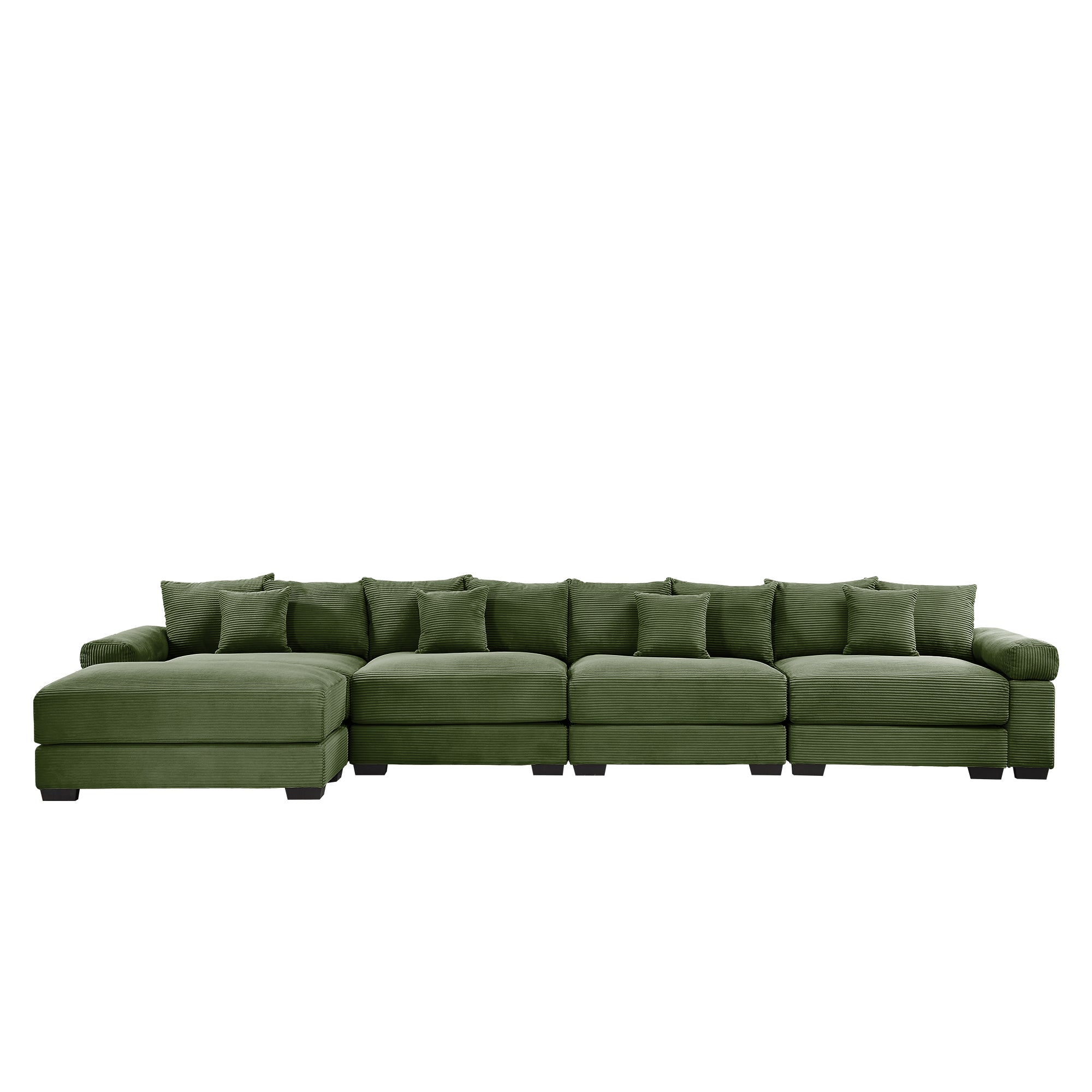 Albany 168" Modular Corduroy Oversized Cloud L-Shaped Sectional Sofa with Ottoman