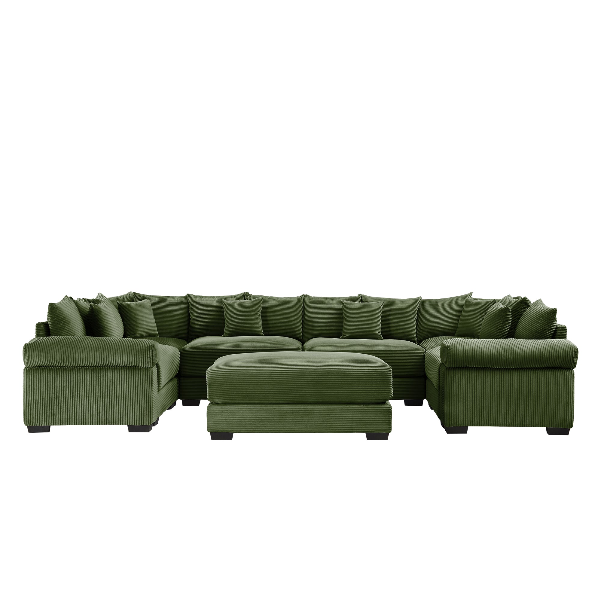 Albany 138" Oversized 7 Pieces Modular Corduroy U-Shaped Sectional Sofa with Ottoman