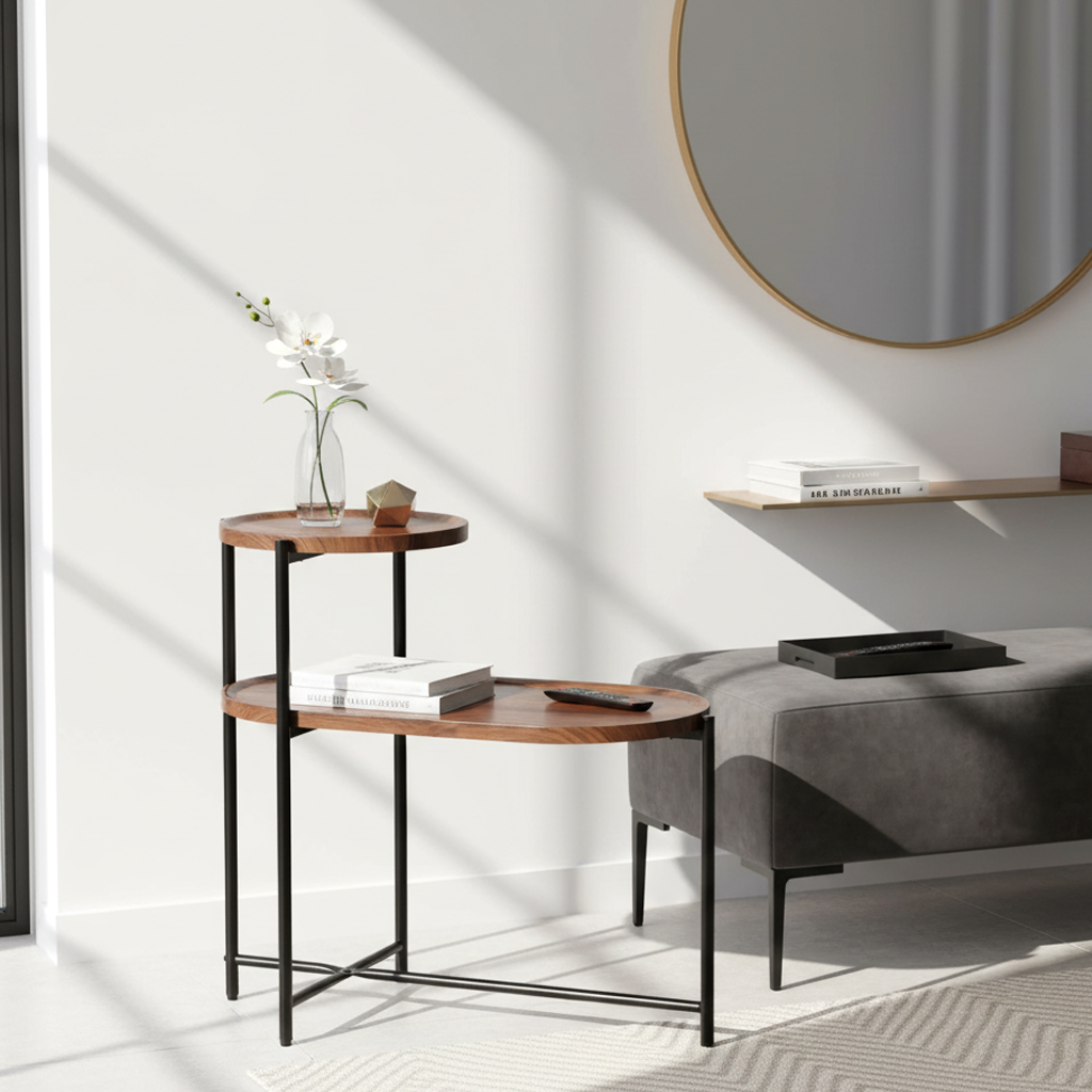 River 2‑Tier Side Table, Walnut