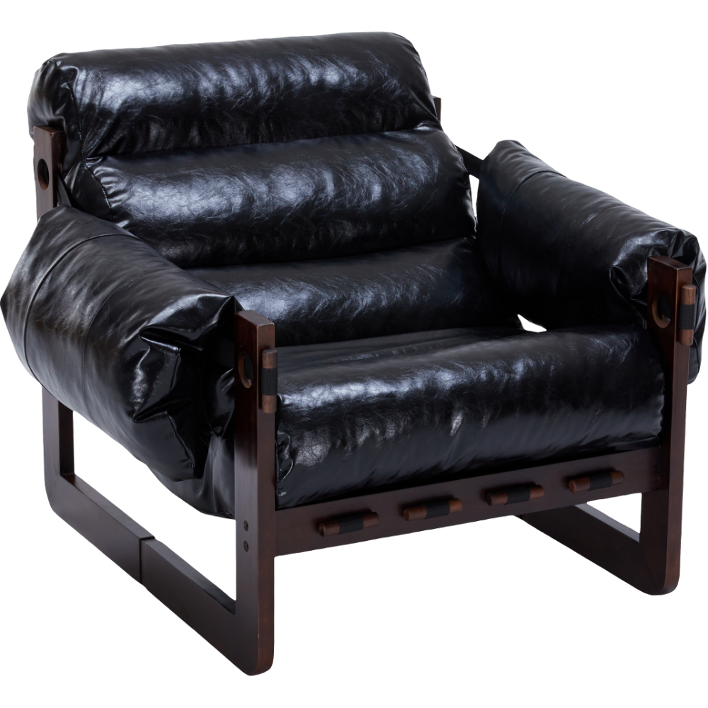 Ravena Modern Vintage Leather Lounge Chair with Removable Armrests