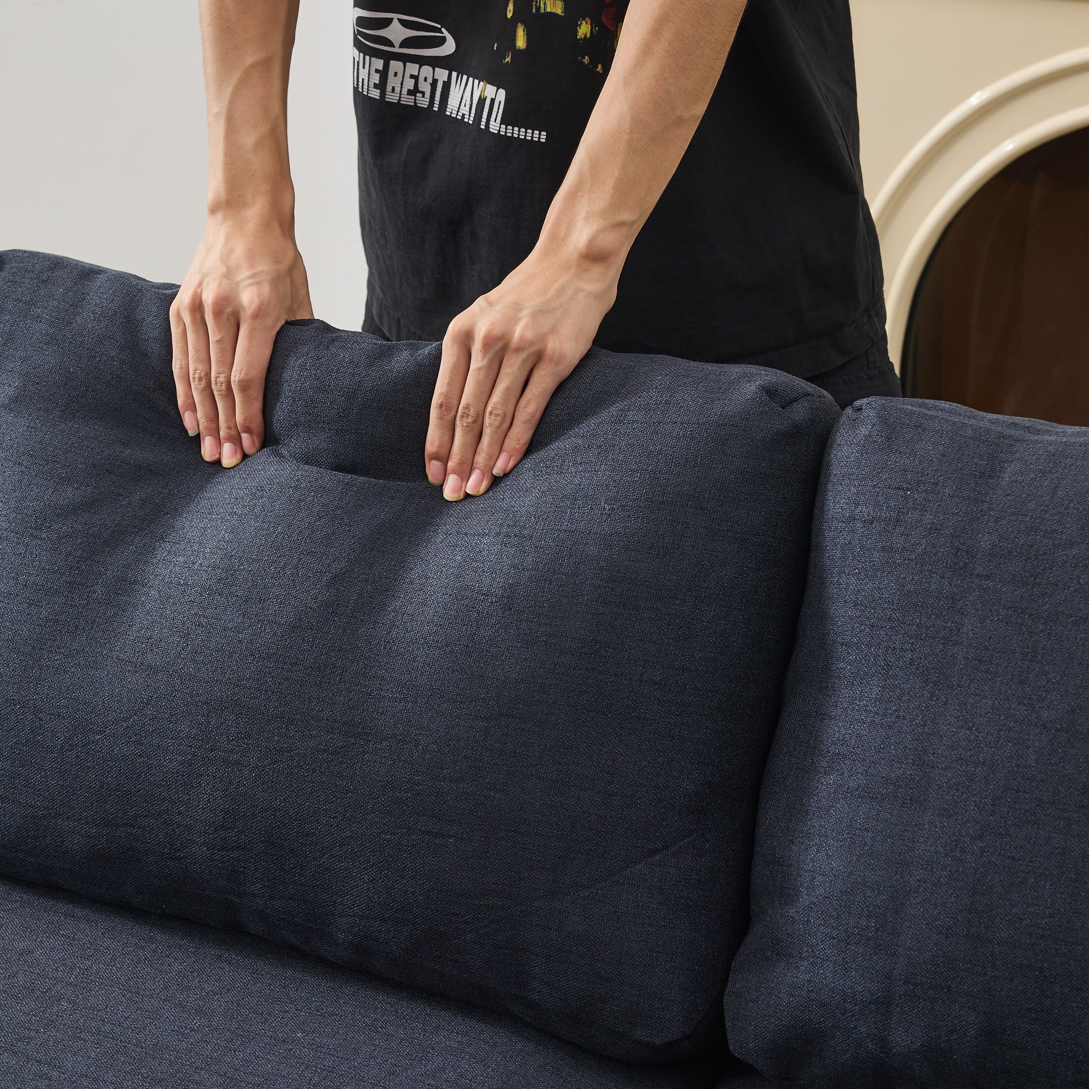 Lyon 106" L-Shaped 6-Seater Linen Sectional Sofa with Pillows