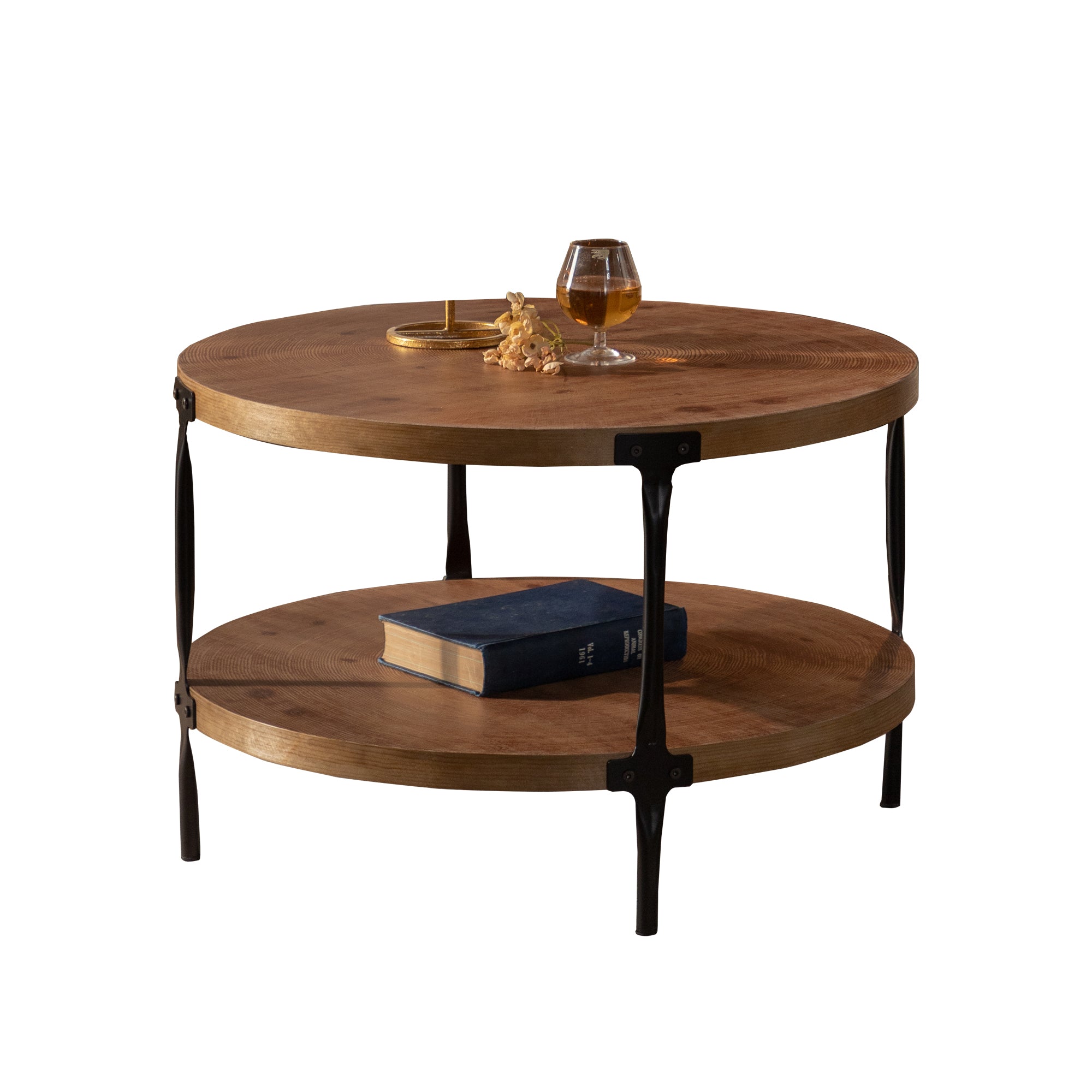 Lugano Round Coffee Table with 2 Tier Storage