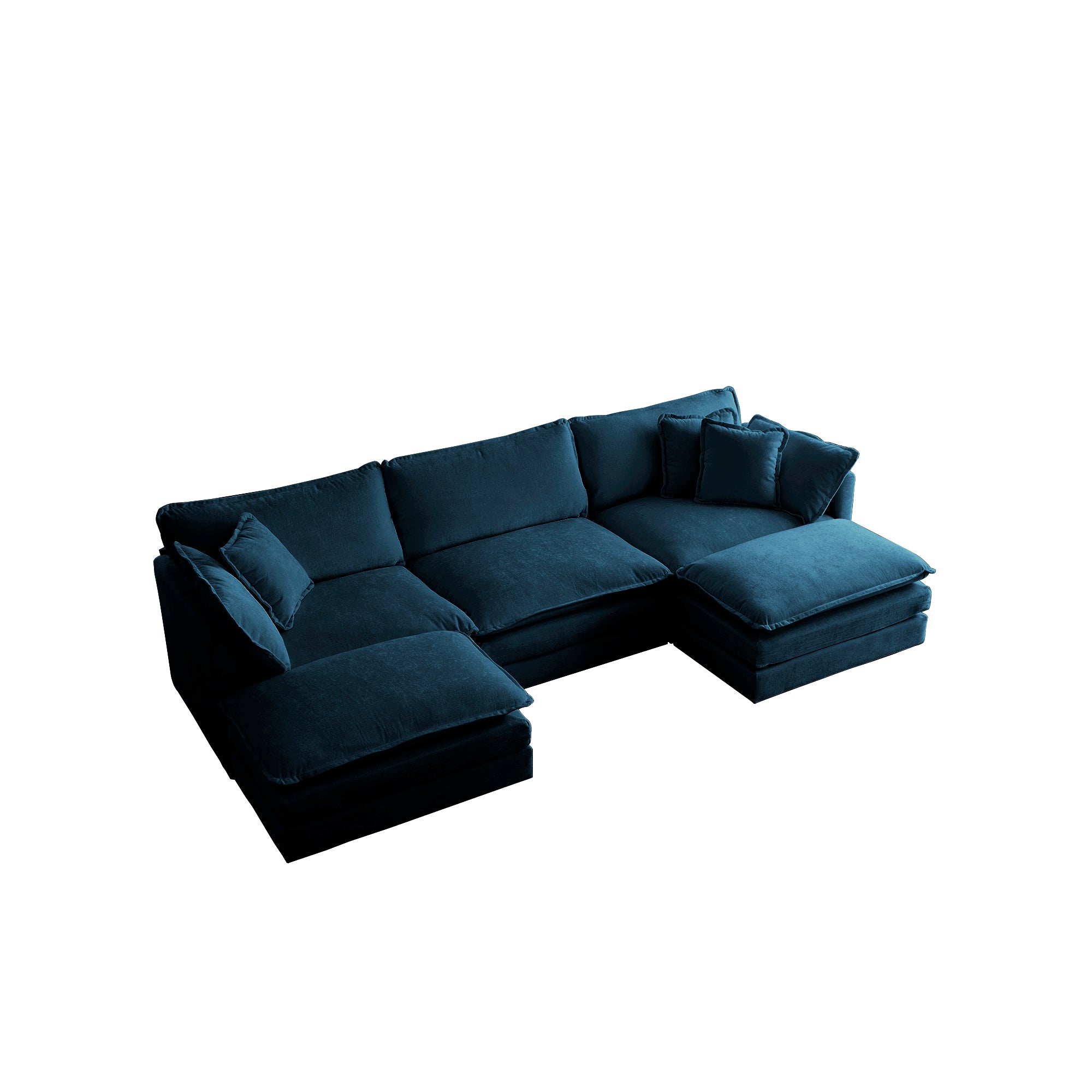 Fremont 112" Modular Chenille Upholstered L-Shaped Sectional Sofa with Ottoman
