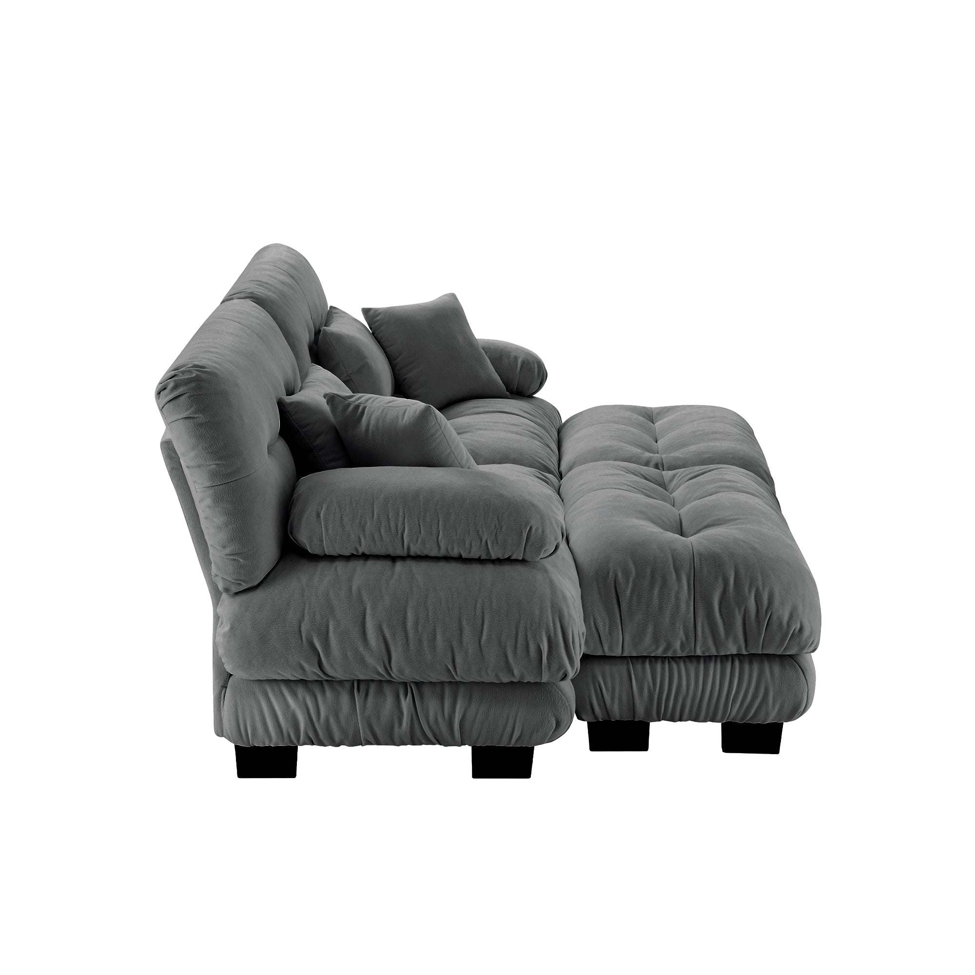 Monterey 94" Modular Chenille Cloud Sofa with 2 Ottomans and Bolstered Armrests