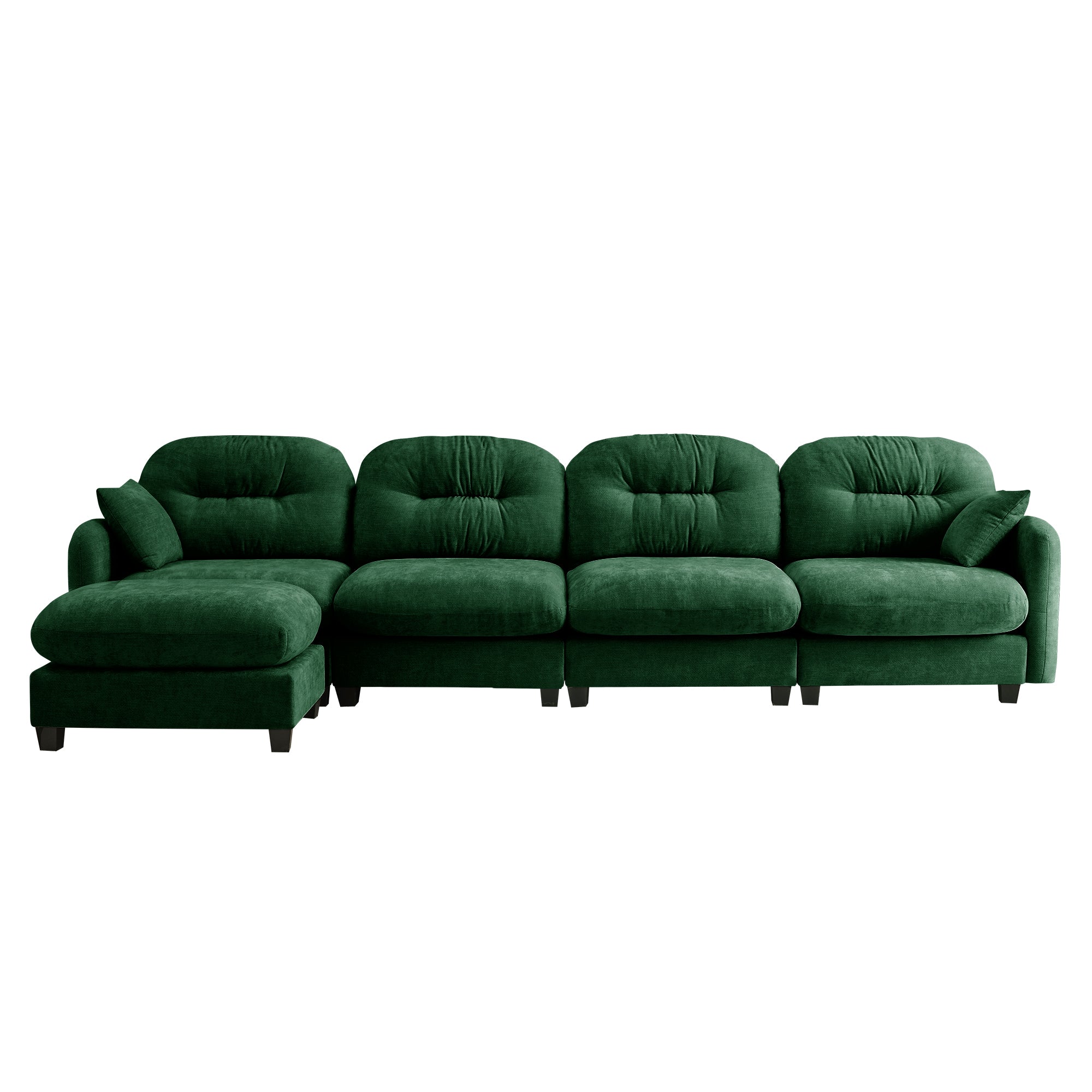 Roselyn 140" Modular Chenille Cloud L-Shaped Sectional Sofa with Ottoman and Tufted Cushion Backrest