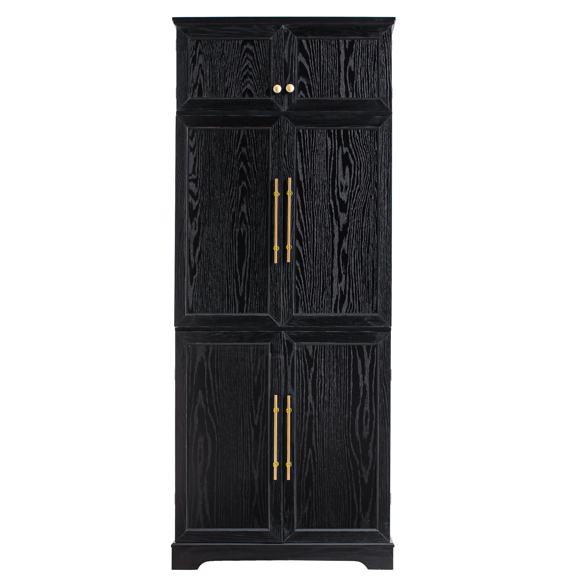 Bristol 78.2" Farmhouse Ash-Black Kitchen Pantry Cabinet with Adjustable Shelves