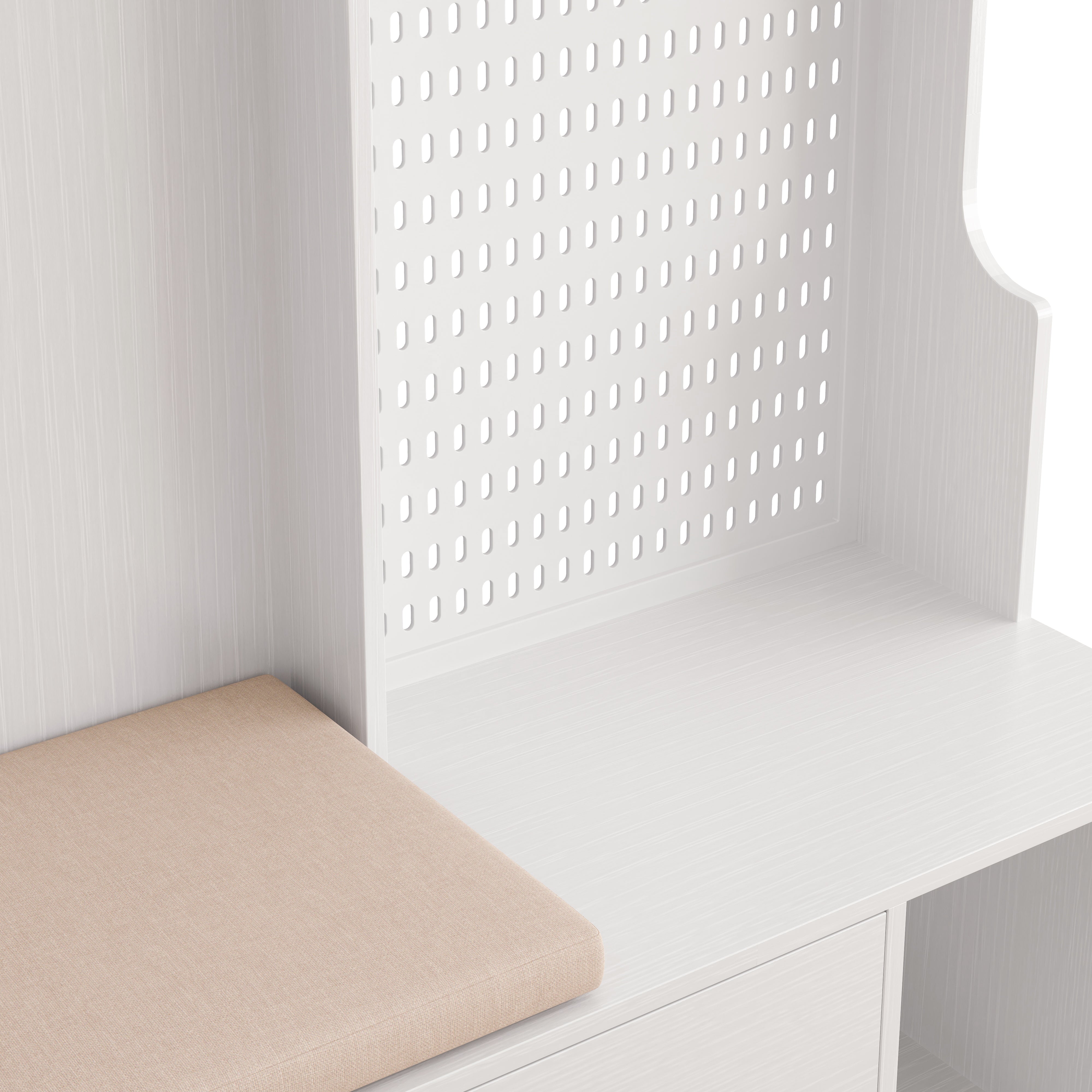 Vestia Hall Tree with Bench, Hooks, Shelves & Pegboard – All-in-One Entryway Mudroom Organizer