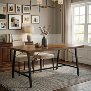 FORS Industrial MDF Dining Table 63" x 35" Modern Crimson