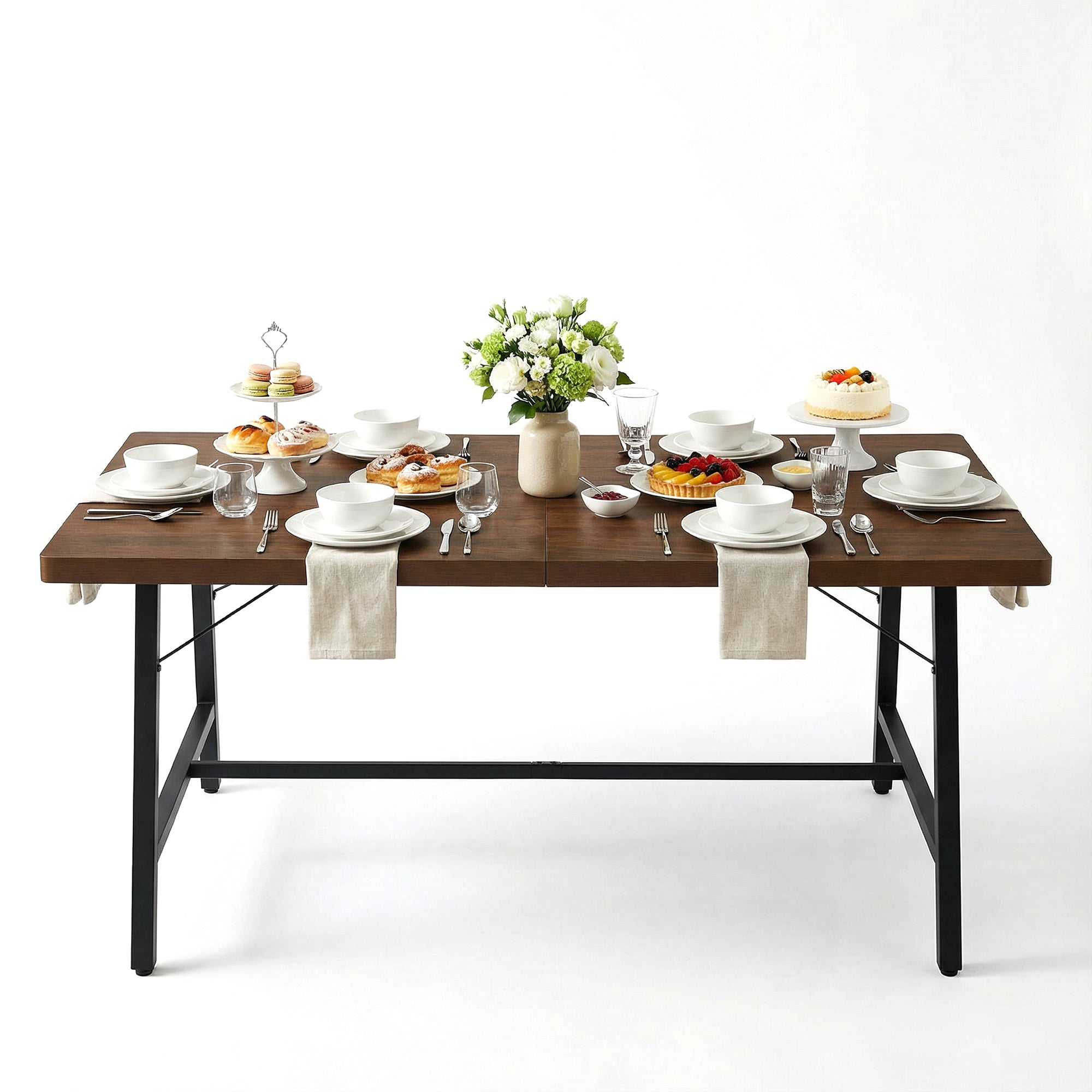 FORS Industrial MDF Dining Table 63" x 35" Modern Crimson