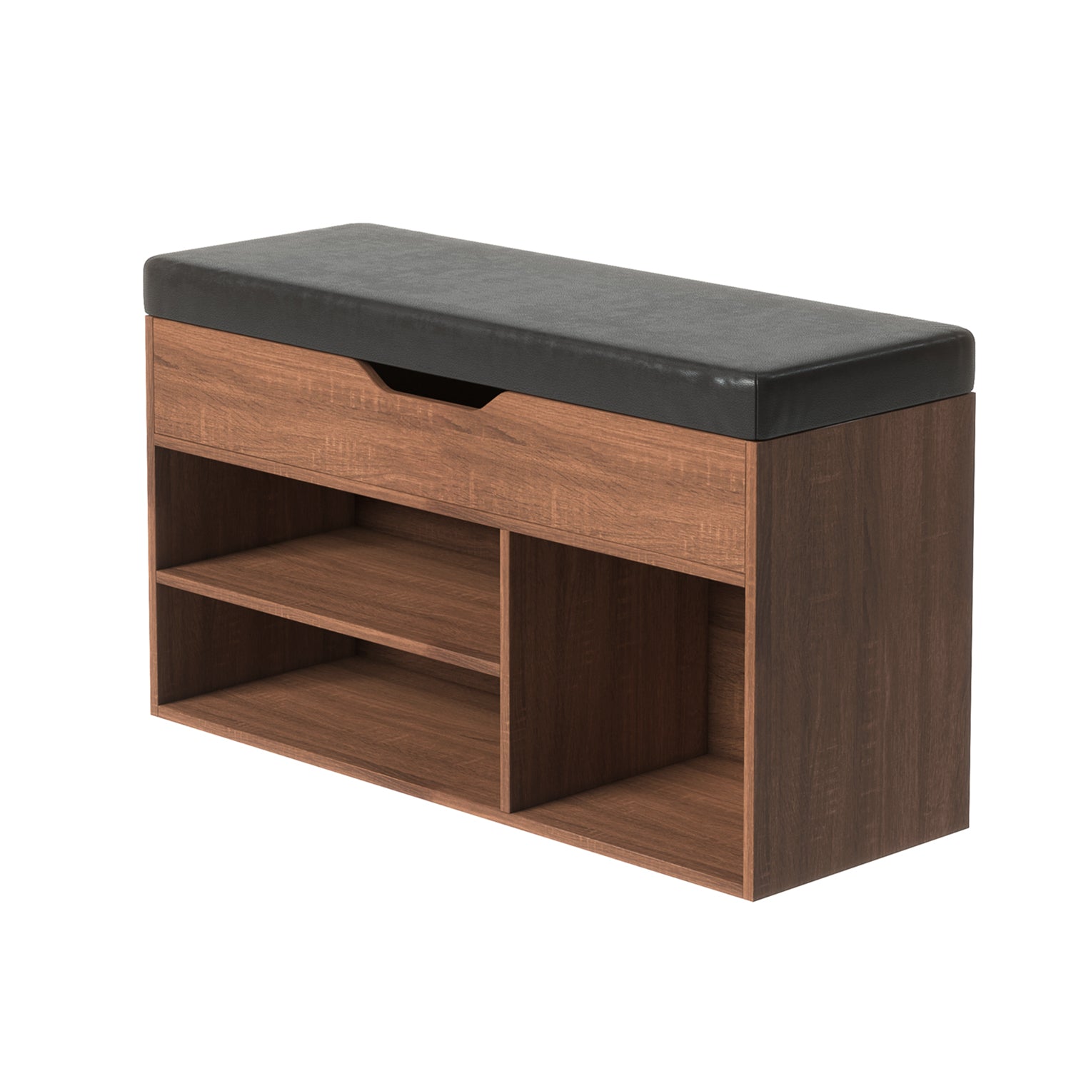 Homy Casa ERNEST 31.5” BROWN Shoe Storage Bench Open Box