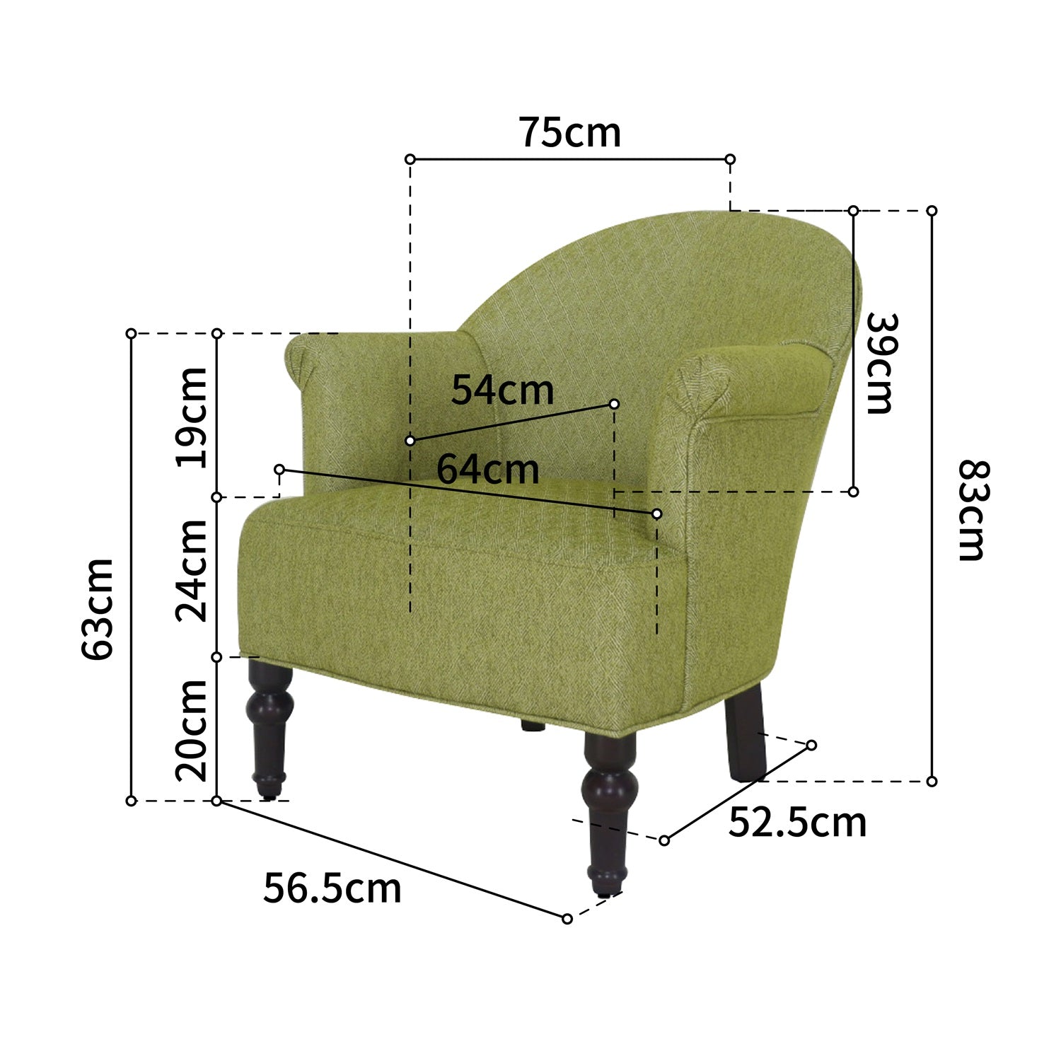 Homy Casa Aaren 28.5" Wide Pattern Upholstered Armchair, Open Box