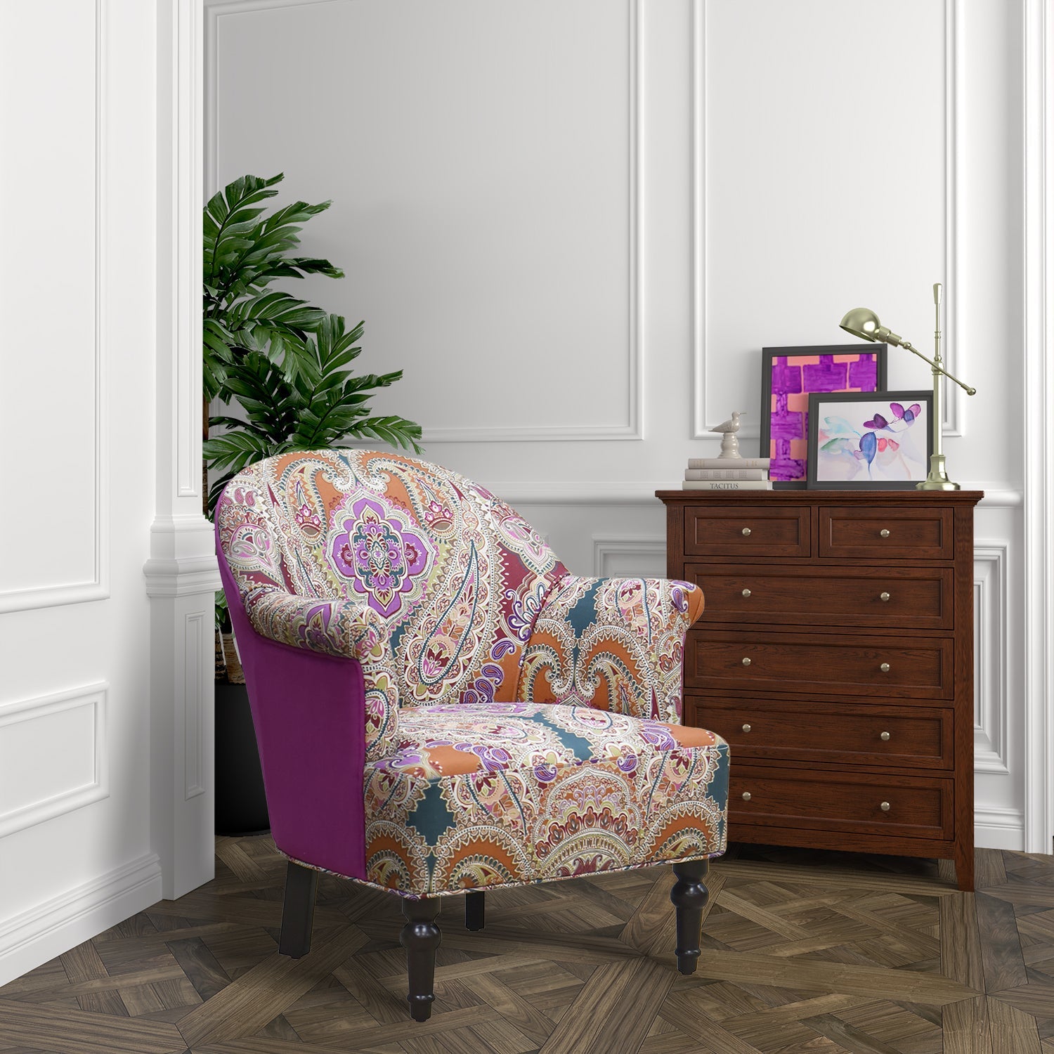 Homy Casa Aaren 28.5" Wide Pattern Upholstered Armchair, Open Box
