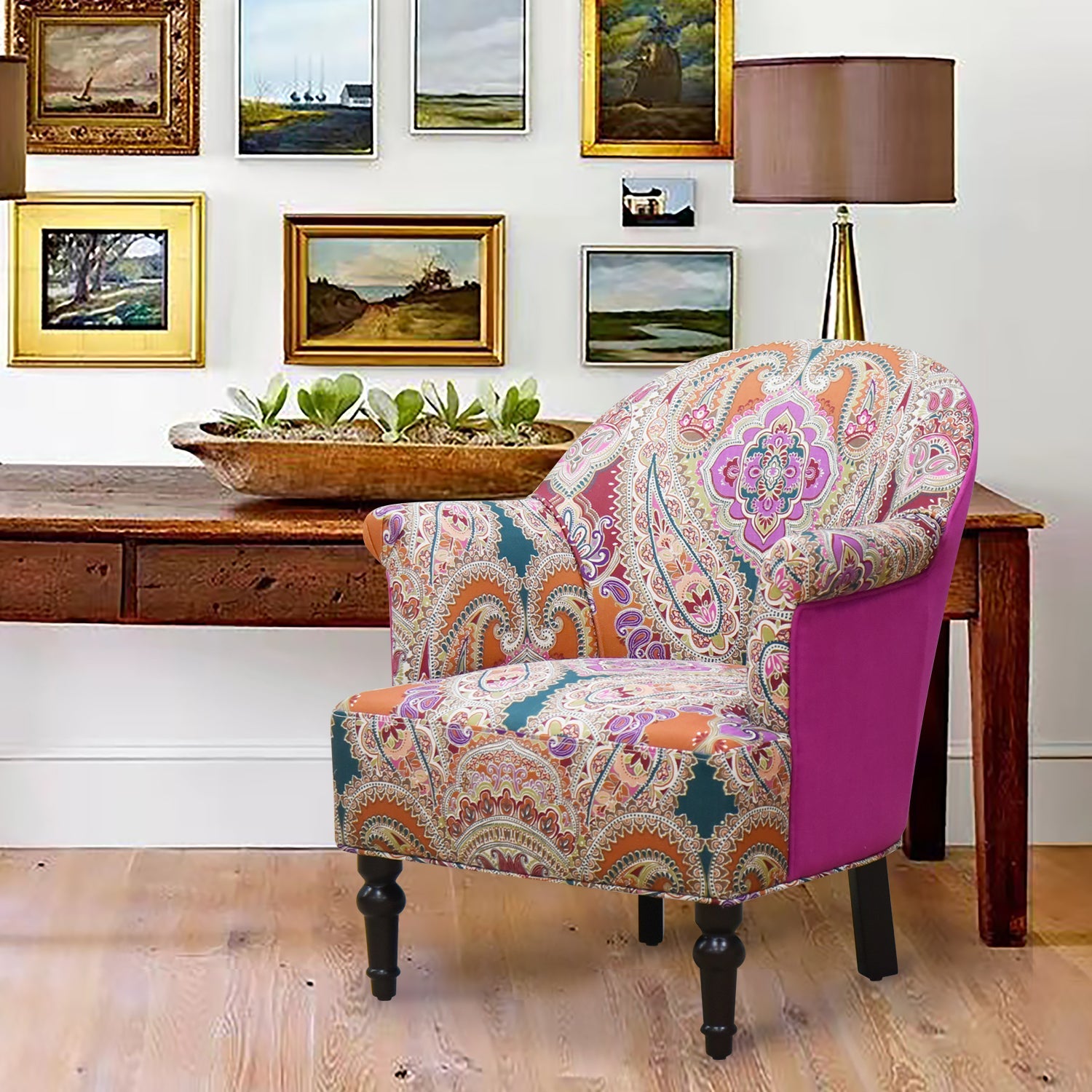 Homy Casa Aaren 28.5" Wide Pattern Upholstered Armchair, Open Box