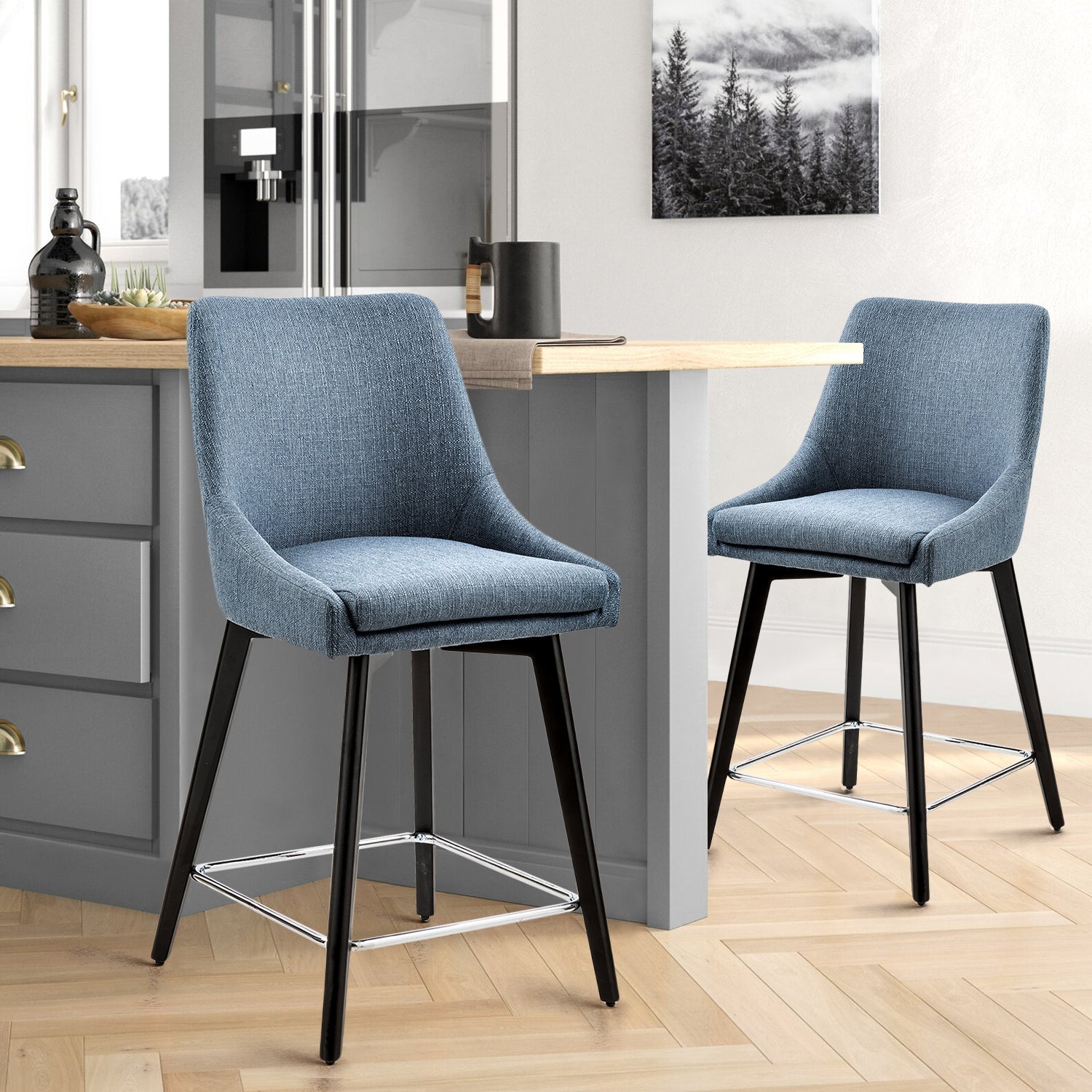 ADALGIS Mid-century Modern Solid Wood Counter Barstools - HomyCasa - HomyCasa