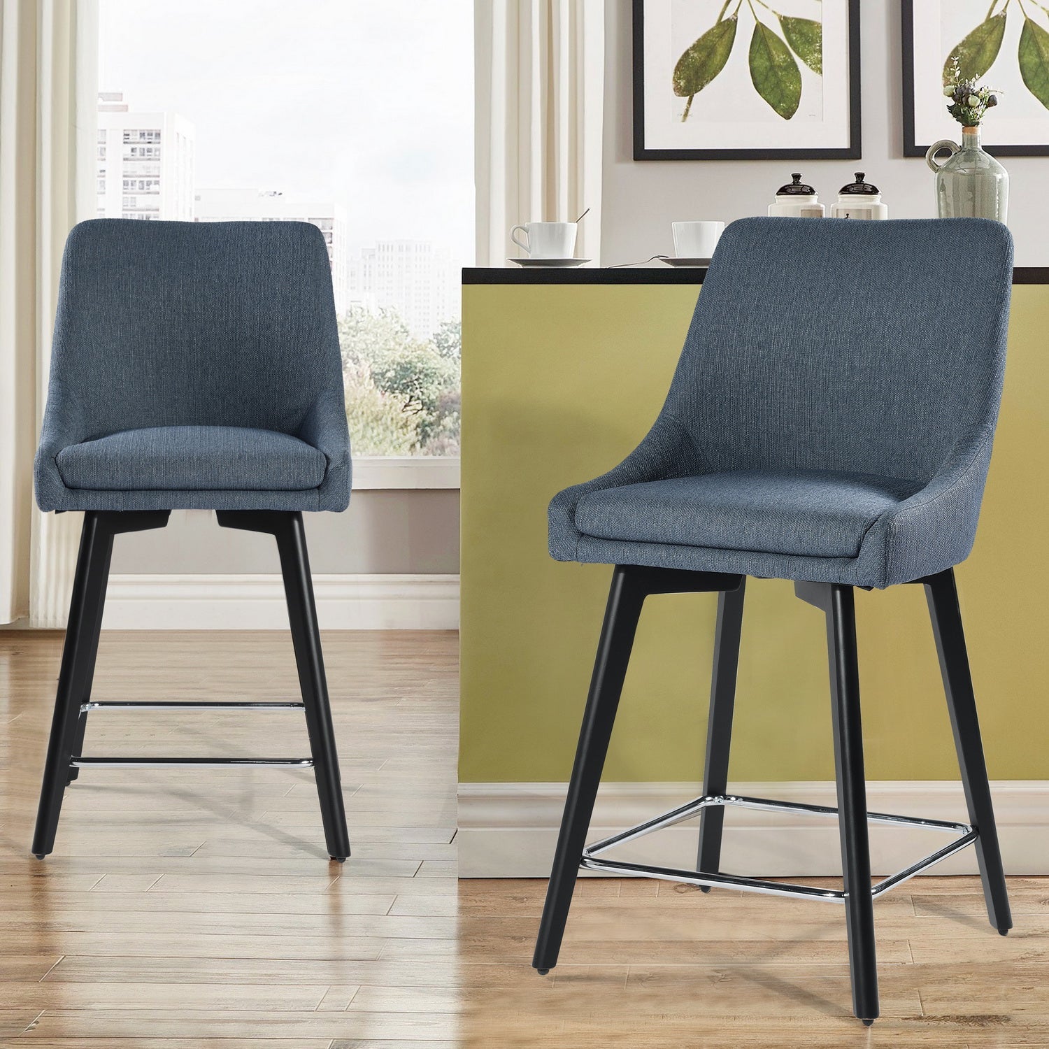 ADALGIS Mid-century Modern Solid Wood Counter Barstools - HomyCasa - HomyCasa