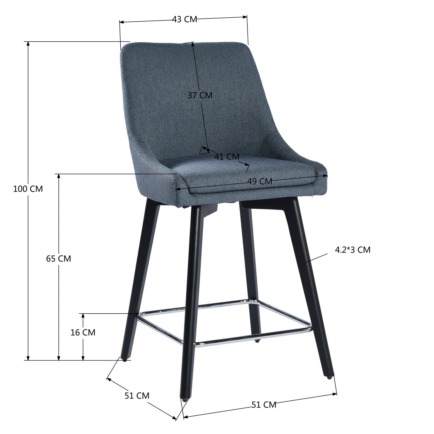 ADALGIS Mid-century Modern Solid Wood Counter Barstools - HomyCasa - HomyCasa